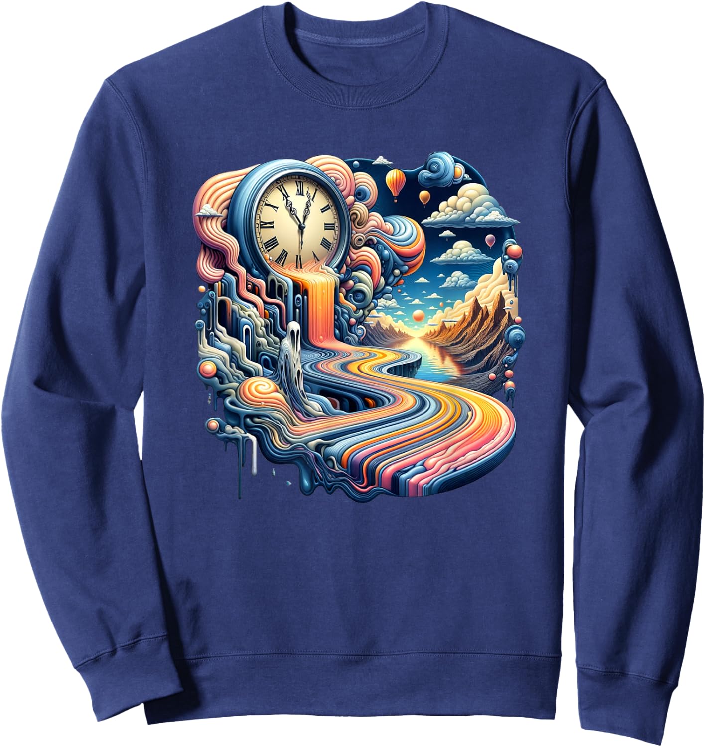 Surrealist Clocks Artwork Stunning Classic Artist Design Sweatshirt - Sweatshirt | Navy