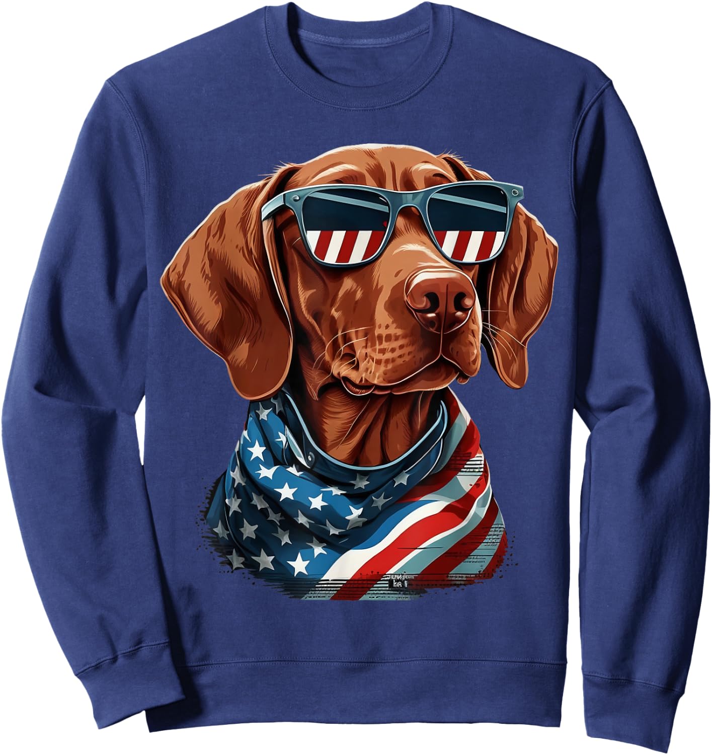 USA 4th Of July Vizsla on Patriotic American Vizsla Kids Men Sweatshirt - Sweatshirt | Navy