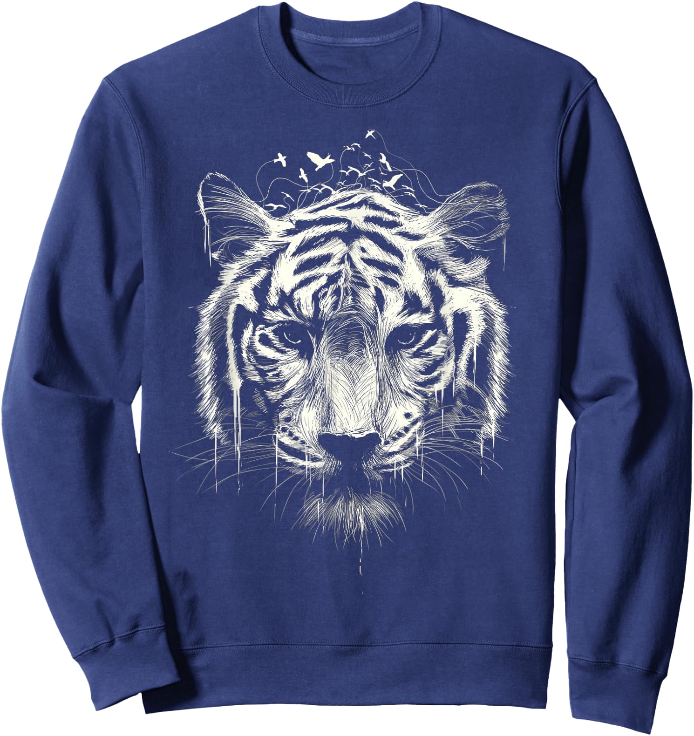 Bengal Tiger Graphic Nature Animal Wildlife Art Vintage Sweatshirt - Sweatshirt | Navy