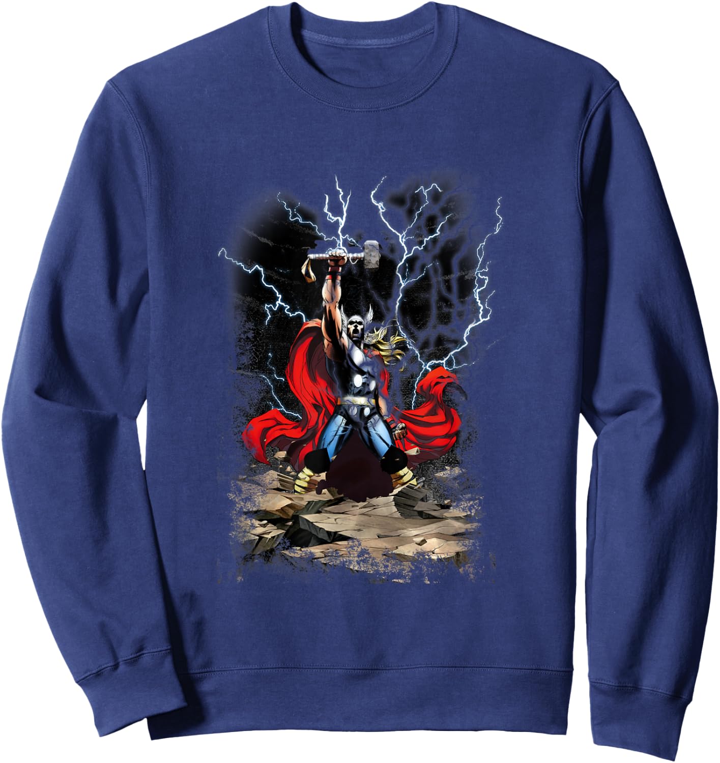 Marvel Comics Retro Classic Thor Lightning God Portrait Sweatshirt - Sweatshirt | Navy