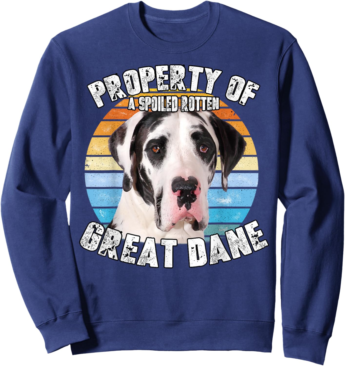 Great Dane Harlequin Vintage Retro Property Of Sweatshirt - Sweatshirt | Navy