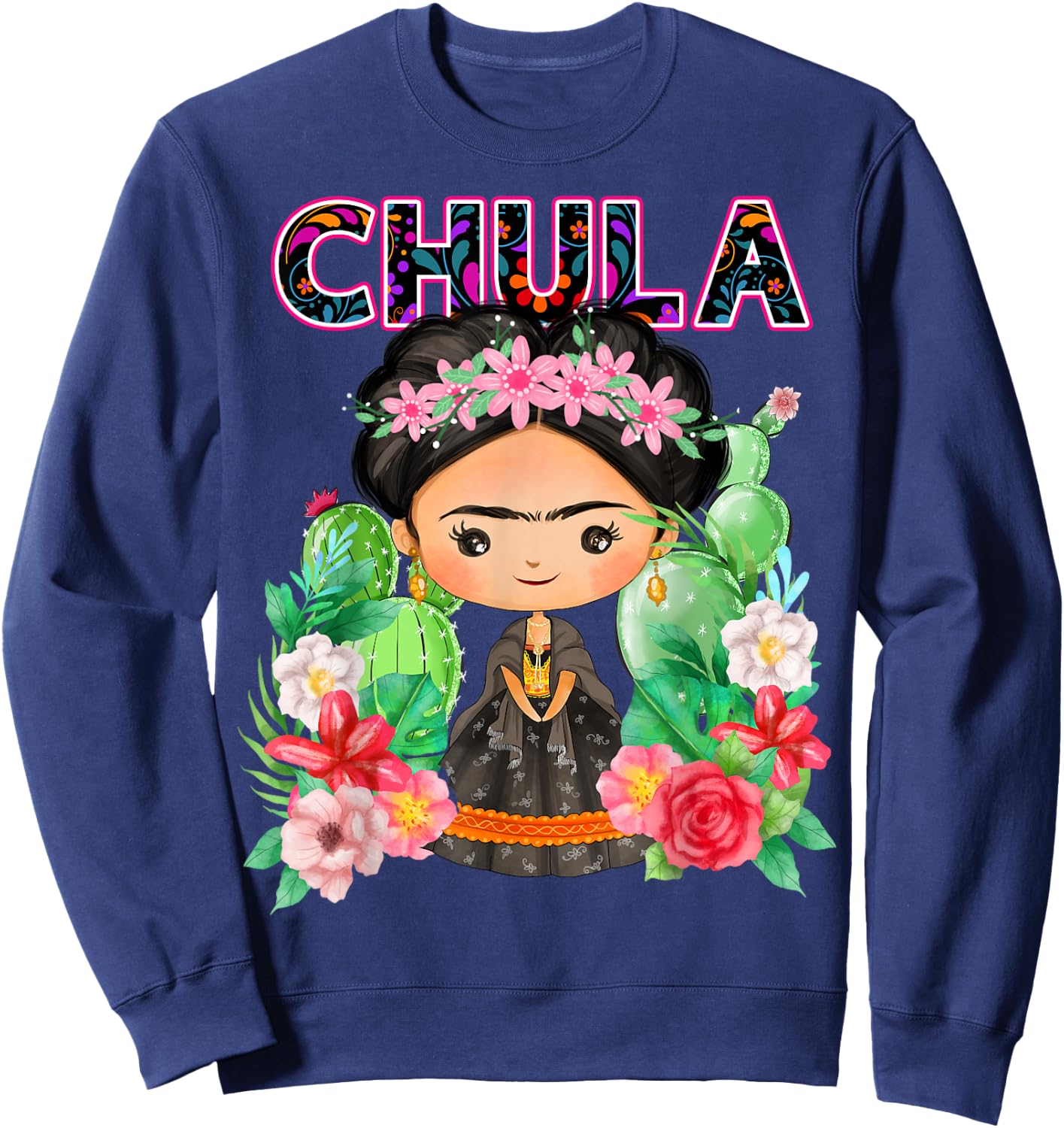 Mexican Lele Doll Honor Native Mexican Women Handmade Doll Sweatshirt - Sweatshirt | Navy