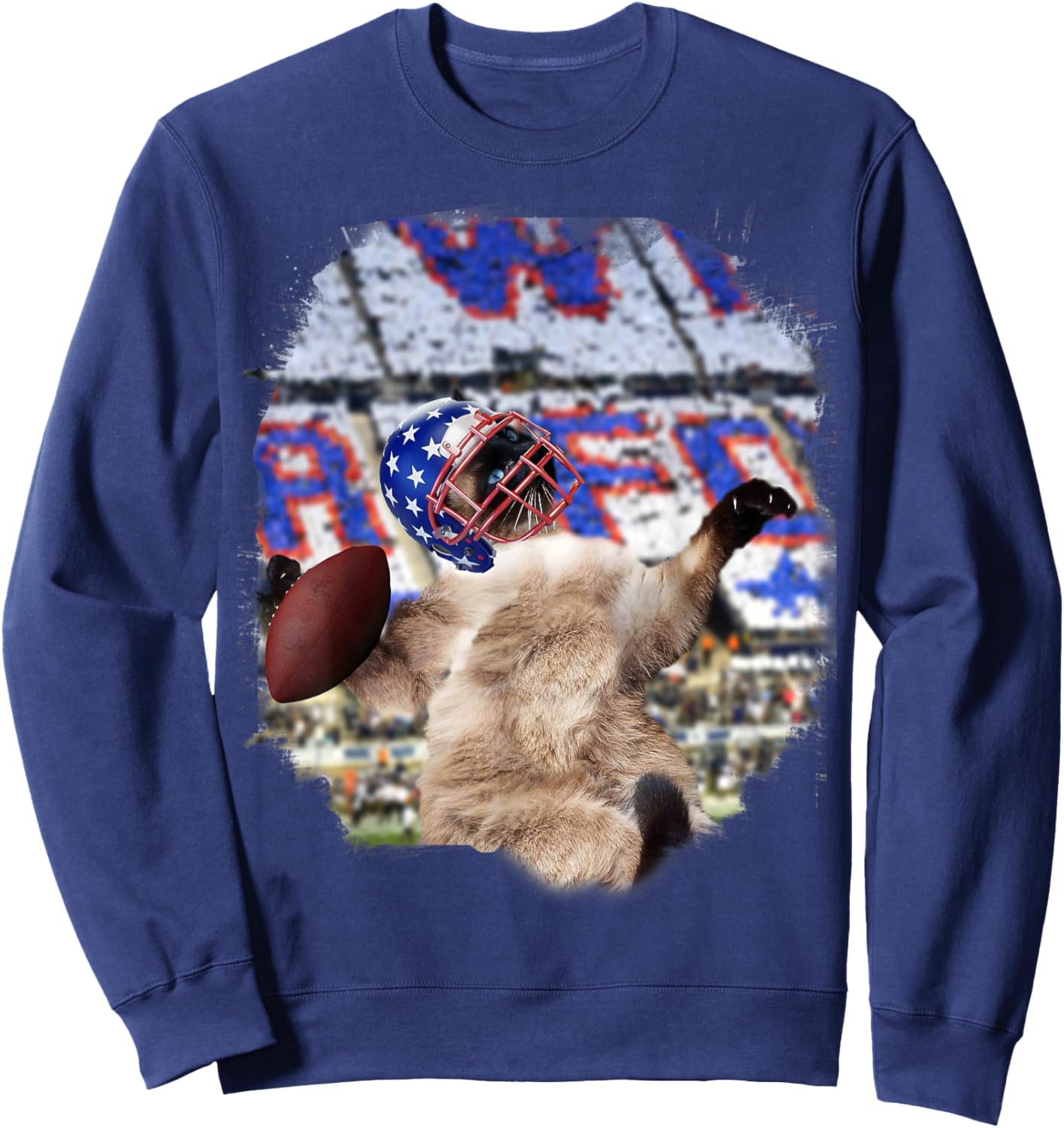 Siamese Cat Playing Football Sweatshirt - Sweatshirt | Navy