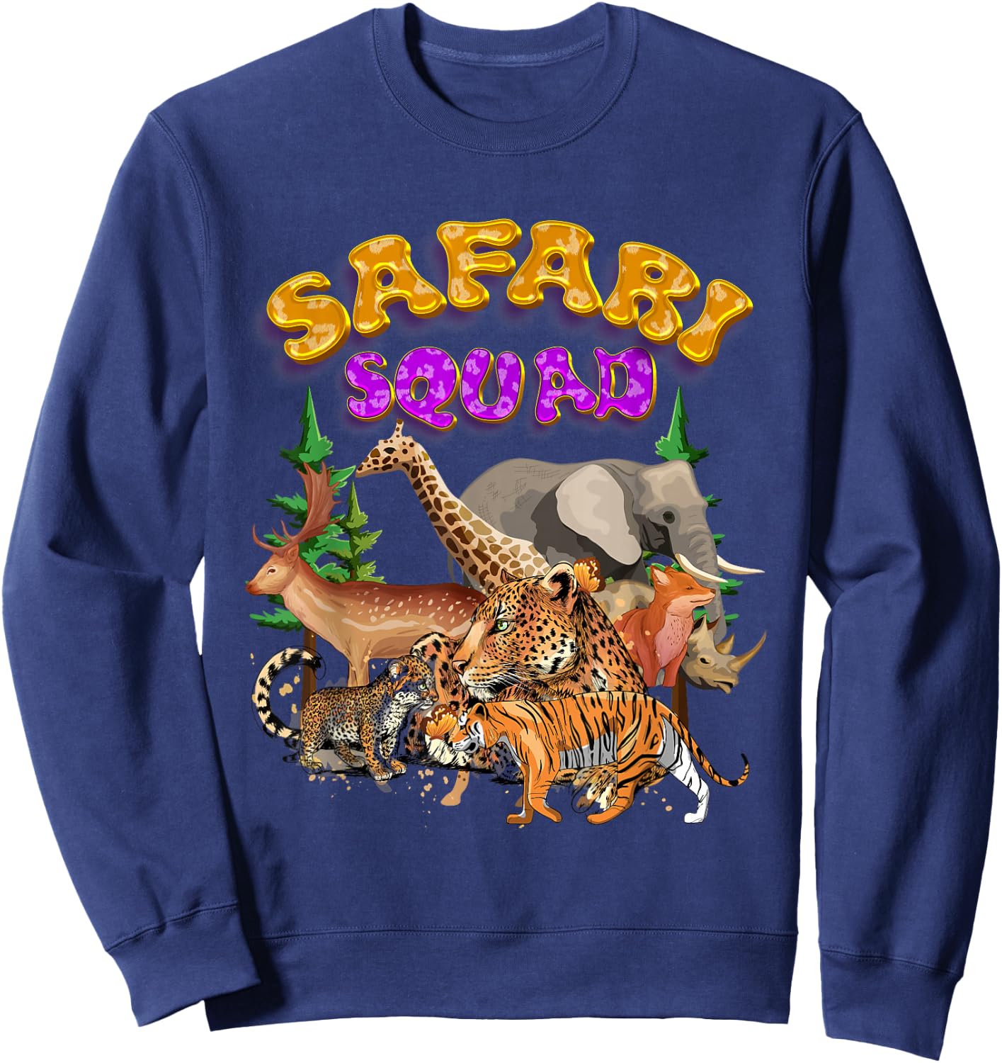 Safari Squad Animals Zoo Lovers Wildlife Jungle Zoologist Sweatshirt - Sweatshirt | Navy