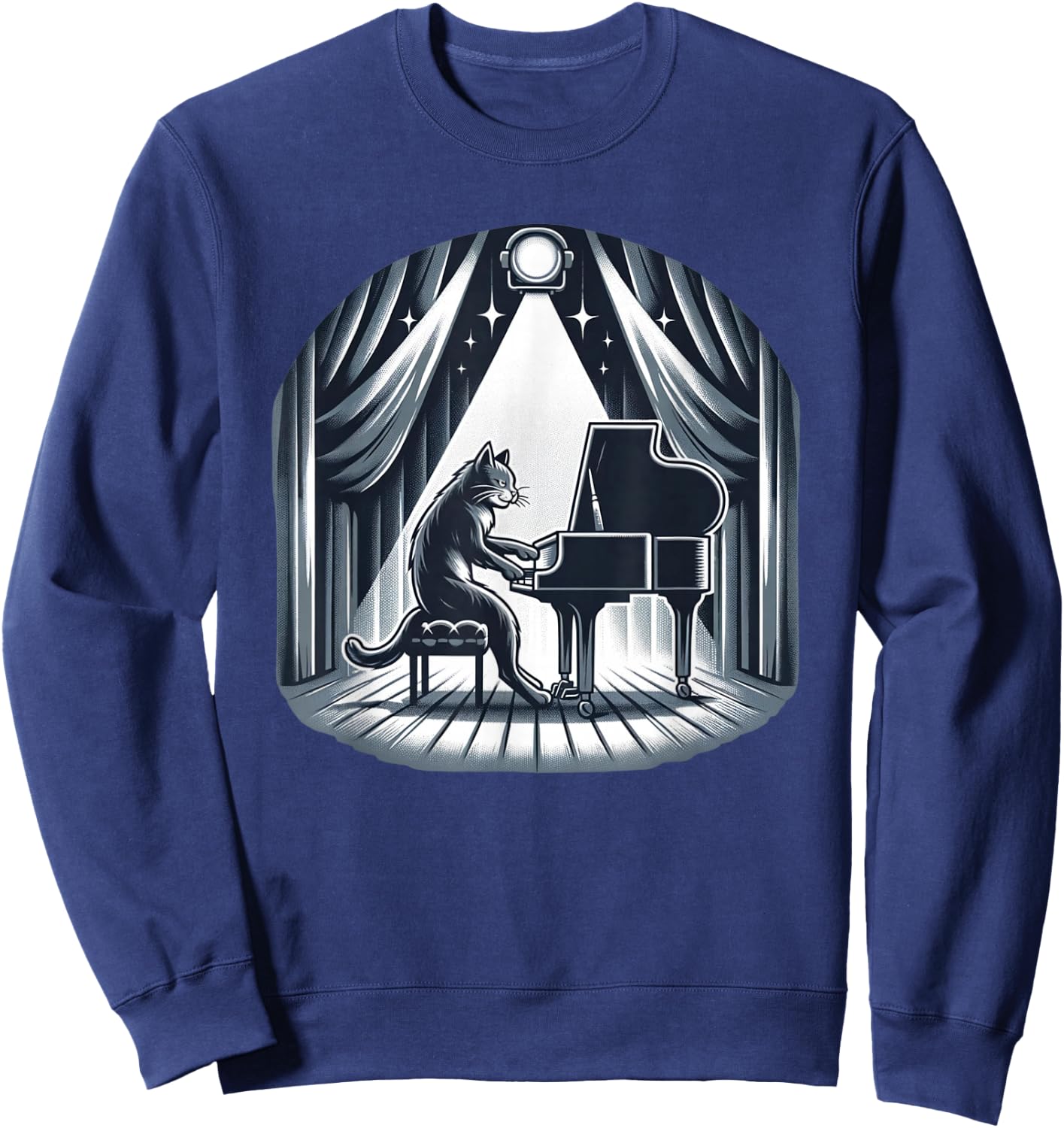 Classical Piano Concert / Funny & Cute Cat Playing Piano Men Women Girls Kids Sweatshirt - Sweatshirt | Navy