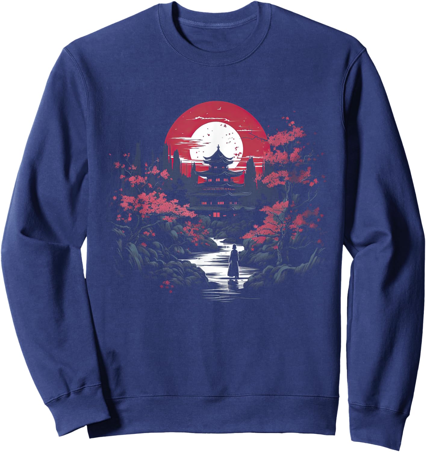Japanese Landscape Cherry blossoms Martial arts Sweatshirt - Sweatshirt | Navy