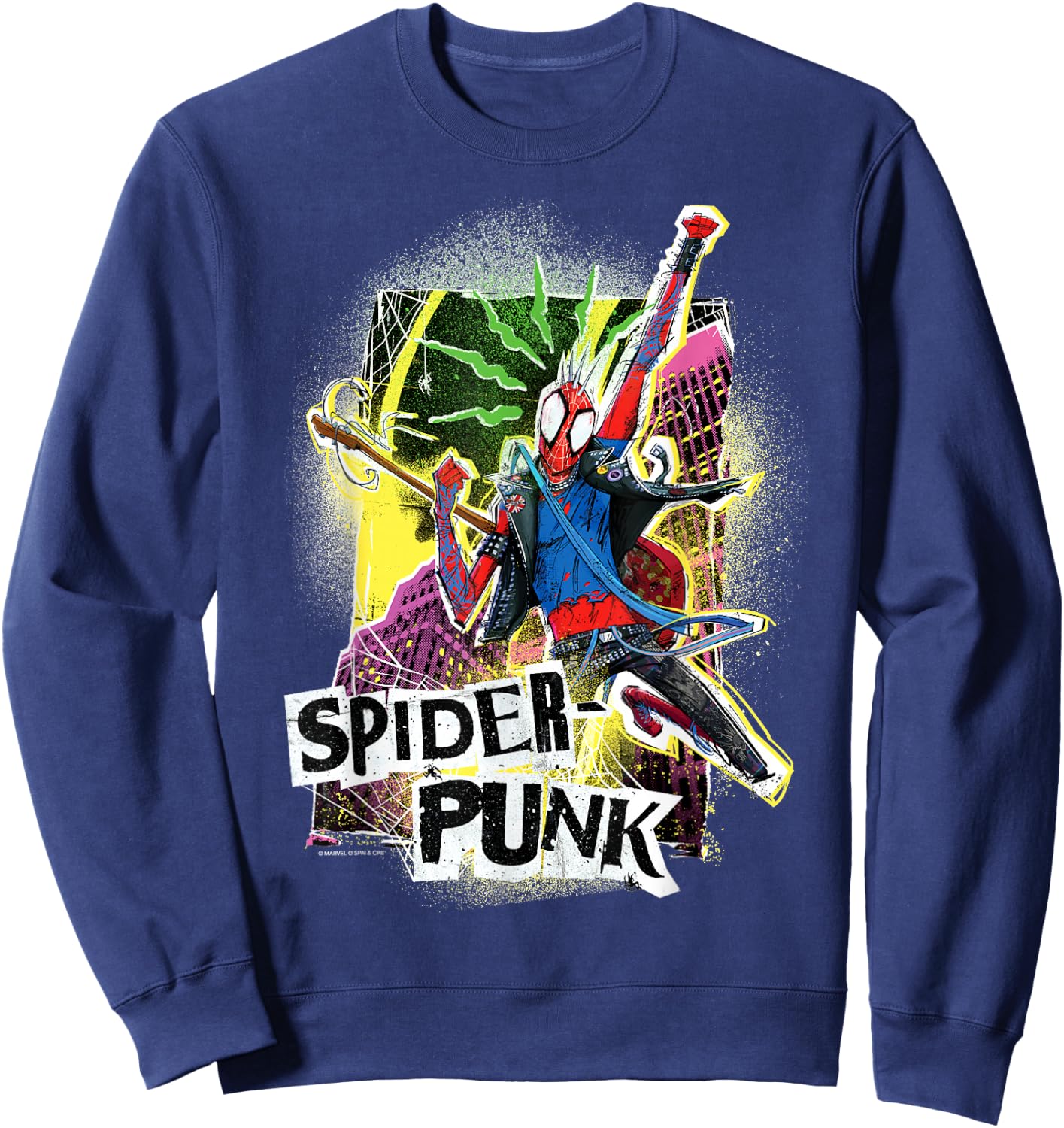 Marvel Spider-Man: Across The Spider-Verse Spider-Punk Pose Sweatshirt - Sweatshirt | Navy