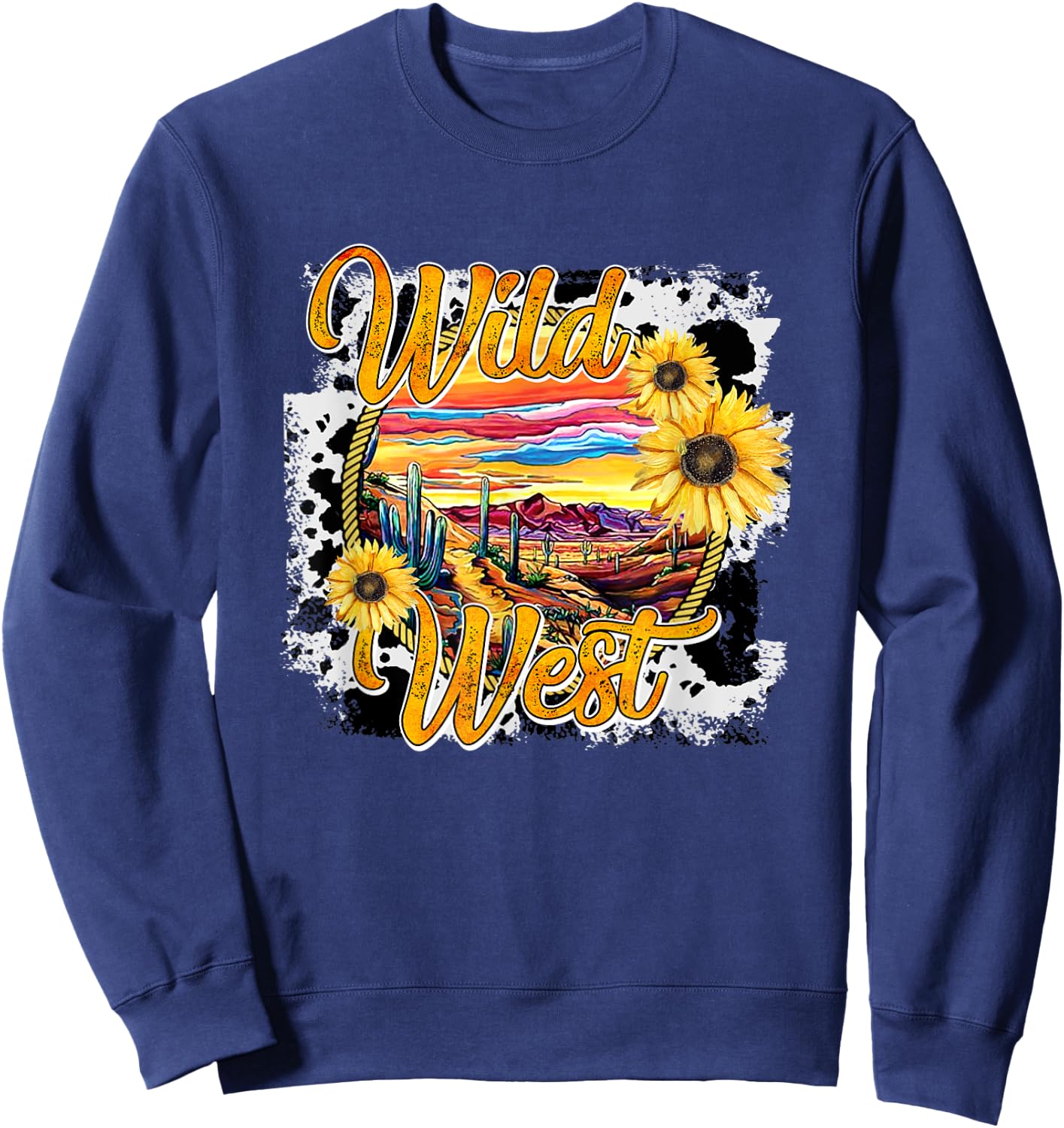 Wild West Sunflower, Desert Vibes Cactus Sweatshirt - Sweatshirt | Navy
