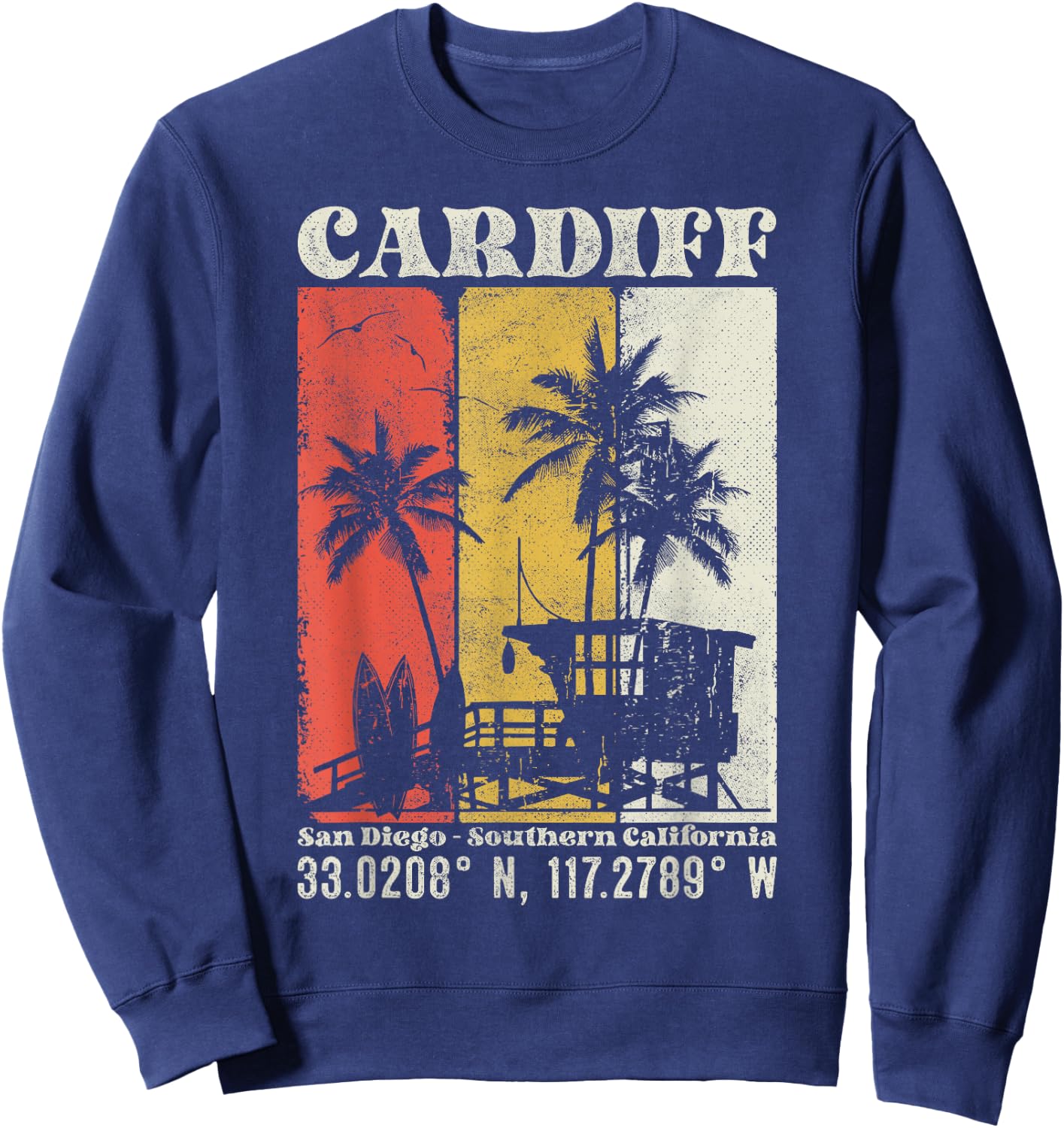 Cardiff San Diego Southern California Coordinates Surf Sweatshirt - Sweatshirt | Navy