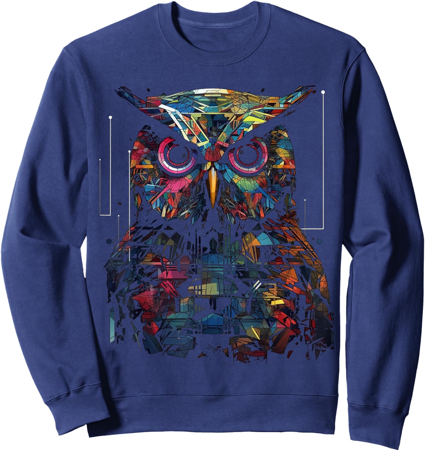 Owl Geometric Animal Lover - Colourful Bird Art Animal Owl Sweatshirt - Sweatshirt | Navy