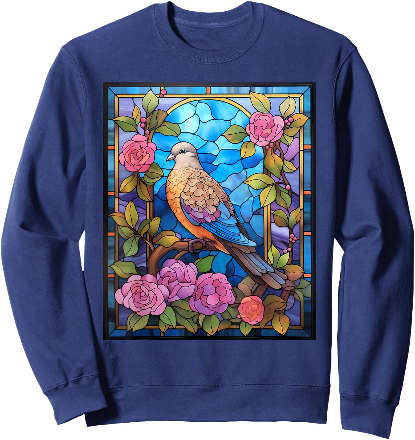 Stained Glass Style Mourning Dove Sweatshirt - Sweatshirt | Navy