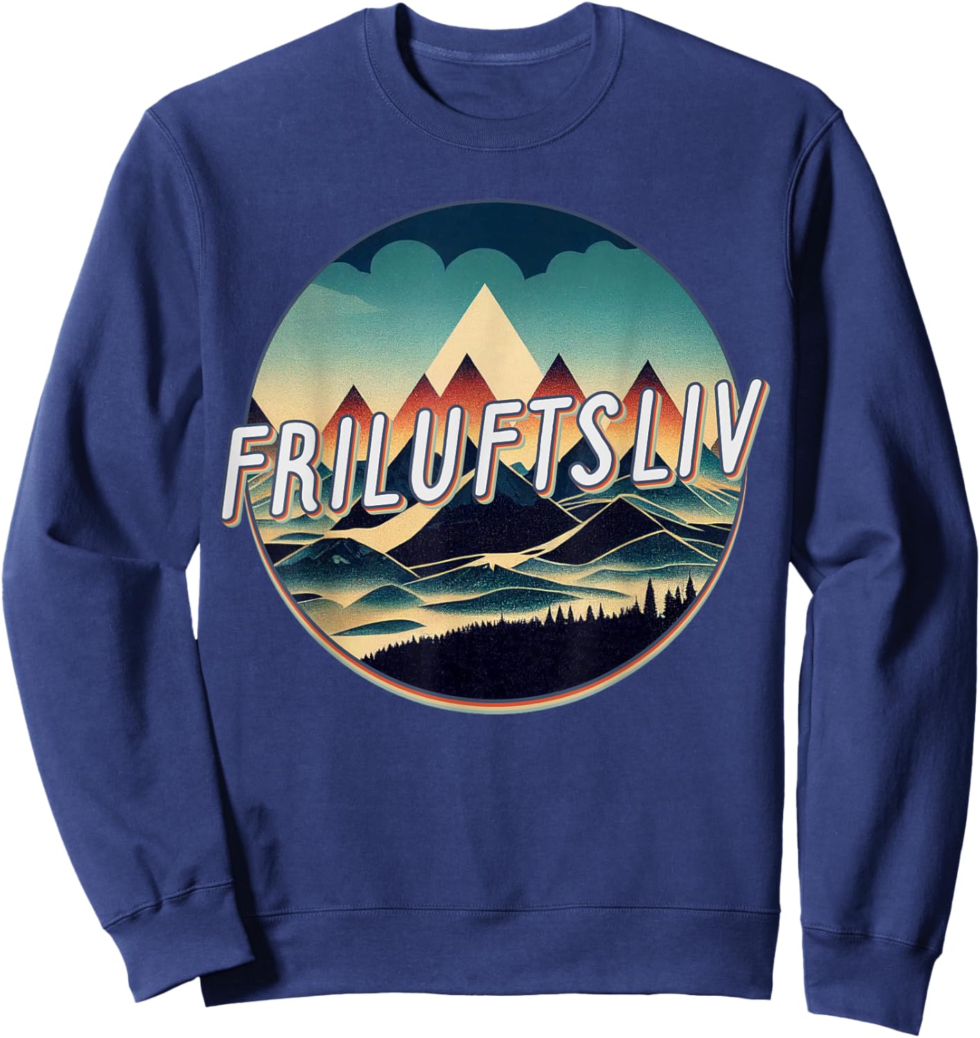 Retro Vintage Friluftsliv Love Outdoors Norwegian Sweatshirt - Sweatshirt | Navy