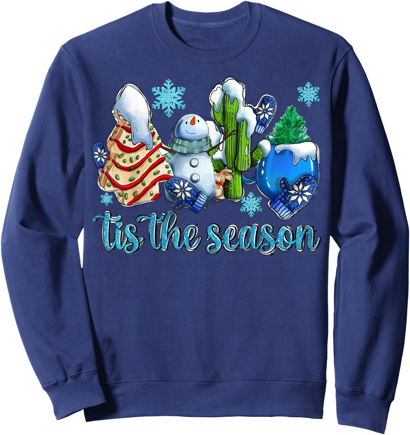 Tis The Season Winter And Snowman Christmas Family Matching Sweatshirt - Sweatshirt | Navy