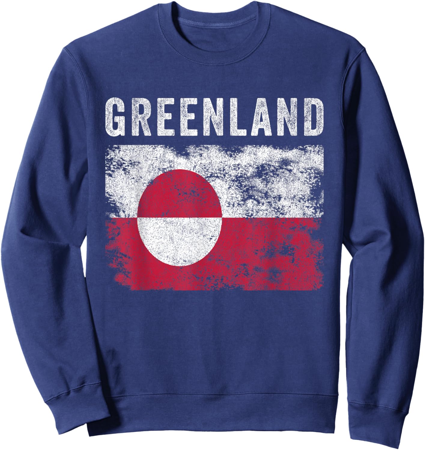 Greenland Flag Distressed - Men Women - Greenlander Flag Sweatshirt - Sweatshirt | Navy
