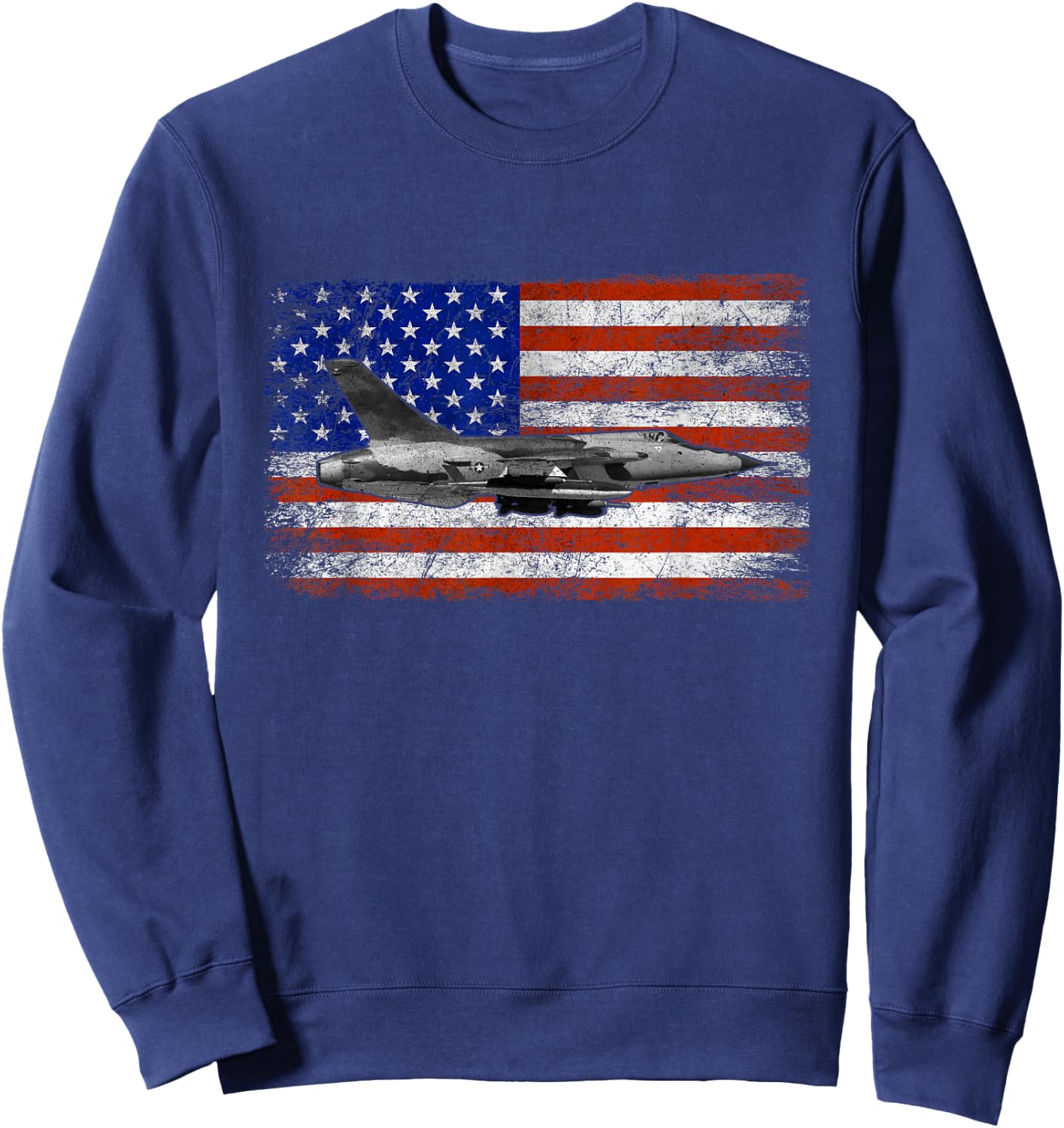 F-105 Thunderchief Airplane Vintage Flag Sweatshirt - Sweatshirt | Navy