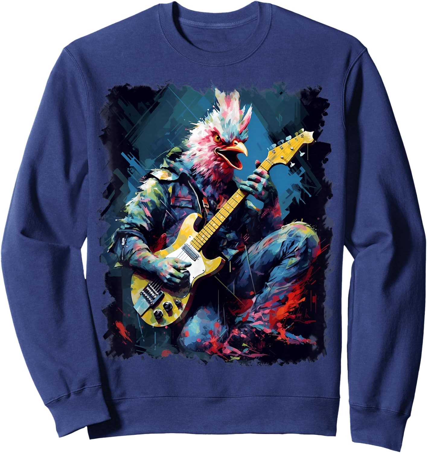 Rock Guitar Chicken Guitarist Sweatshirt - Sweatshirt | Navy