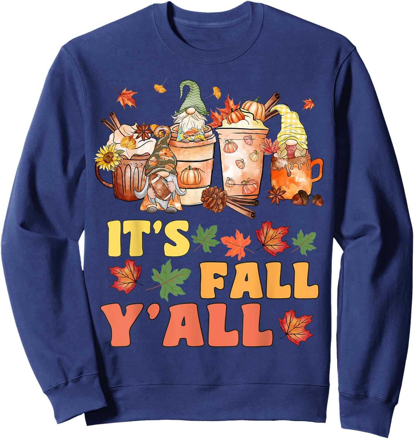 It's Fall Y'all Football Gnome Happy Fall Y’all Women Kids Sweatshirt - Sweatshirt | Navy