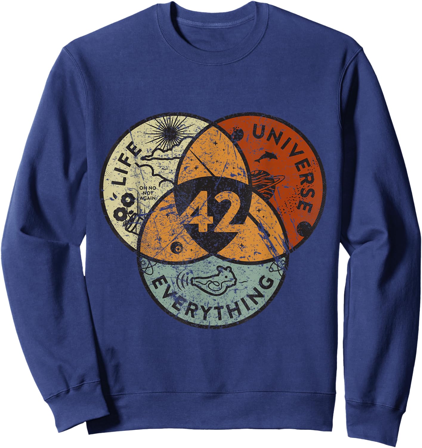 Venn Diagram Life The Universe And Everything - 42 Life Sweatshirt - Sweatshirt | Navy