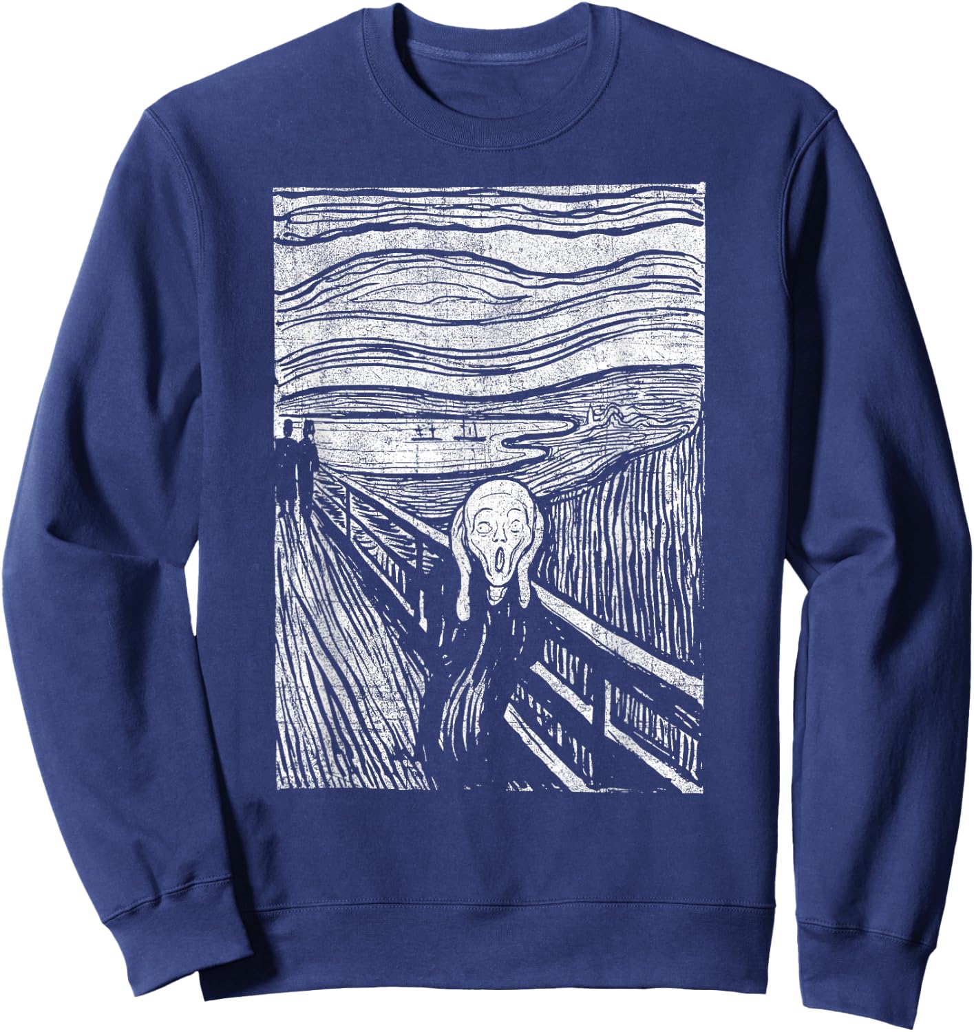The Scream Famous Art by Munch Artist Painting Vintage Sweatshirt - Sweatshirt | Navy