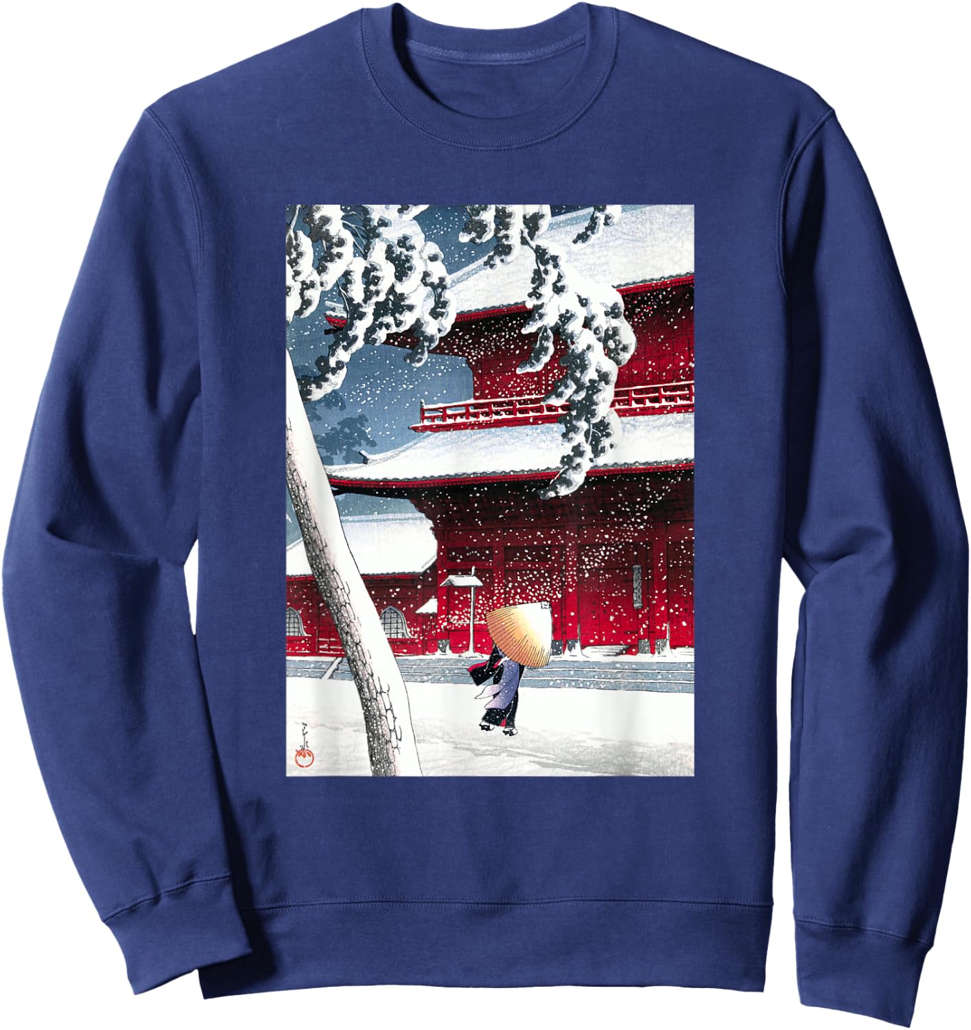 Zojo Shrine in Shiba by Hasui Kawase Shin-hanga Ukiyo-e Sweatshirt - Sweatshirt | Navy