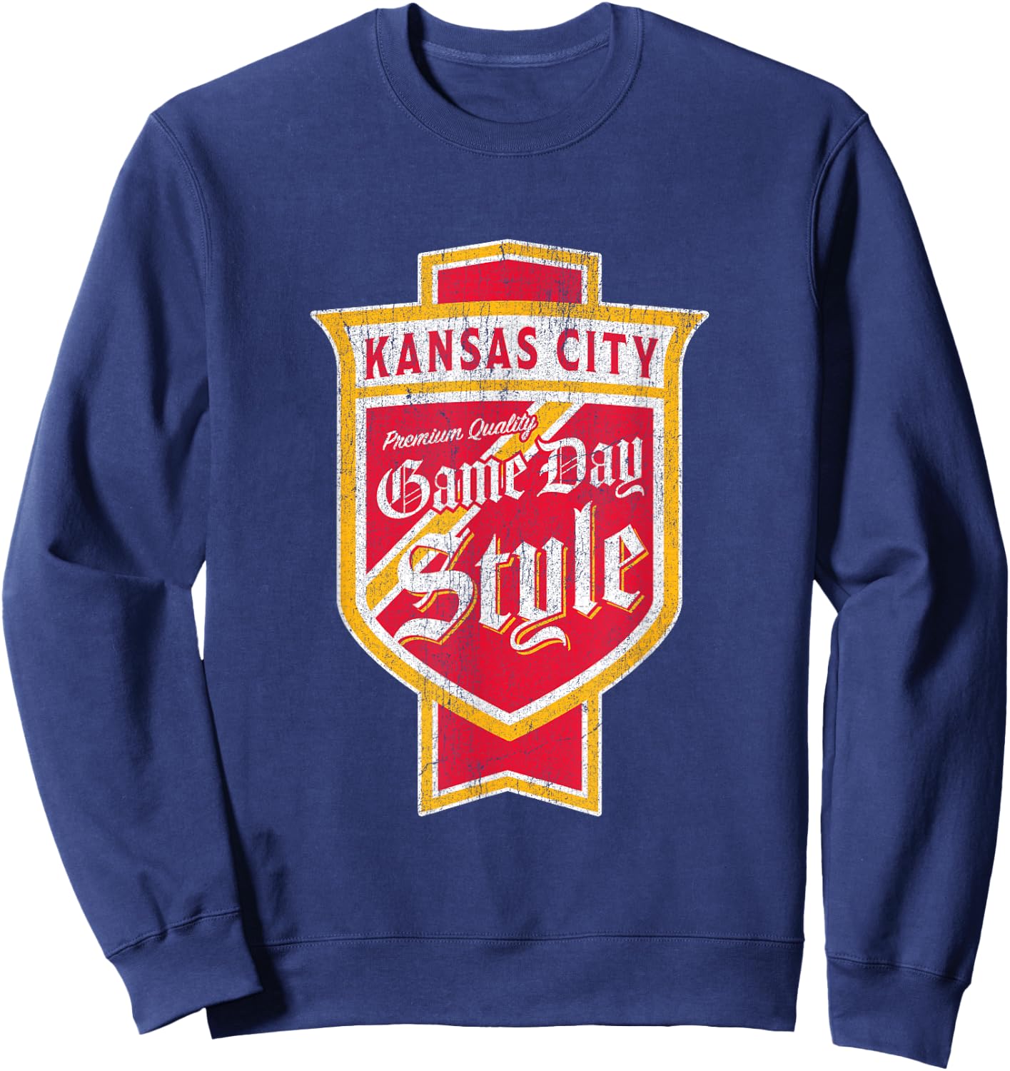 Faded Kansas City Beer Label - Cowtown City Pride Sweatshirt - Sweatshirt | Navy