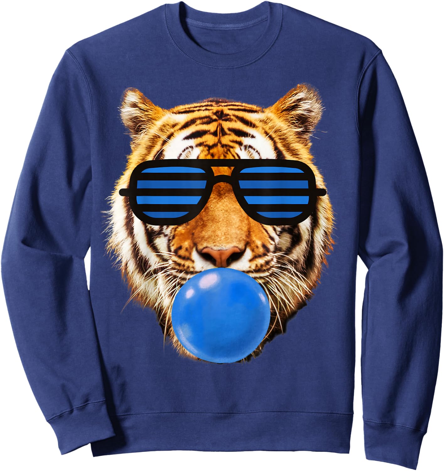 Blue Gum Tiger Stripe Cute Tiger face Women Sweatshirt - Sweatshirt | Navy