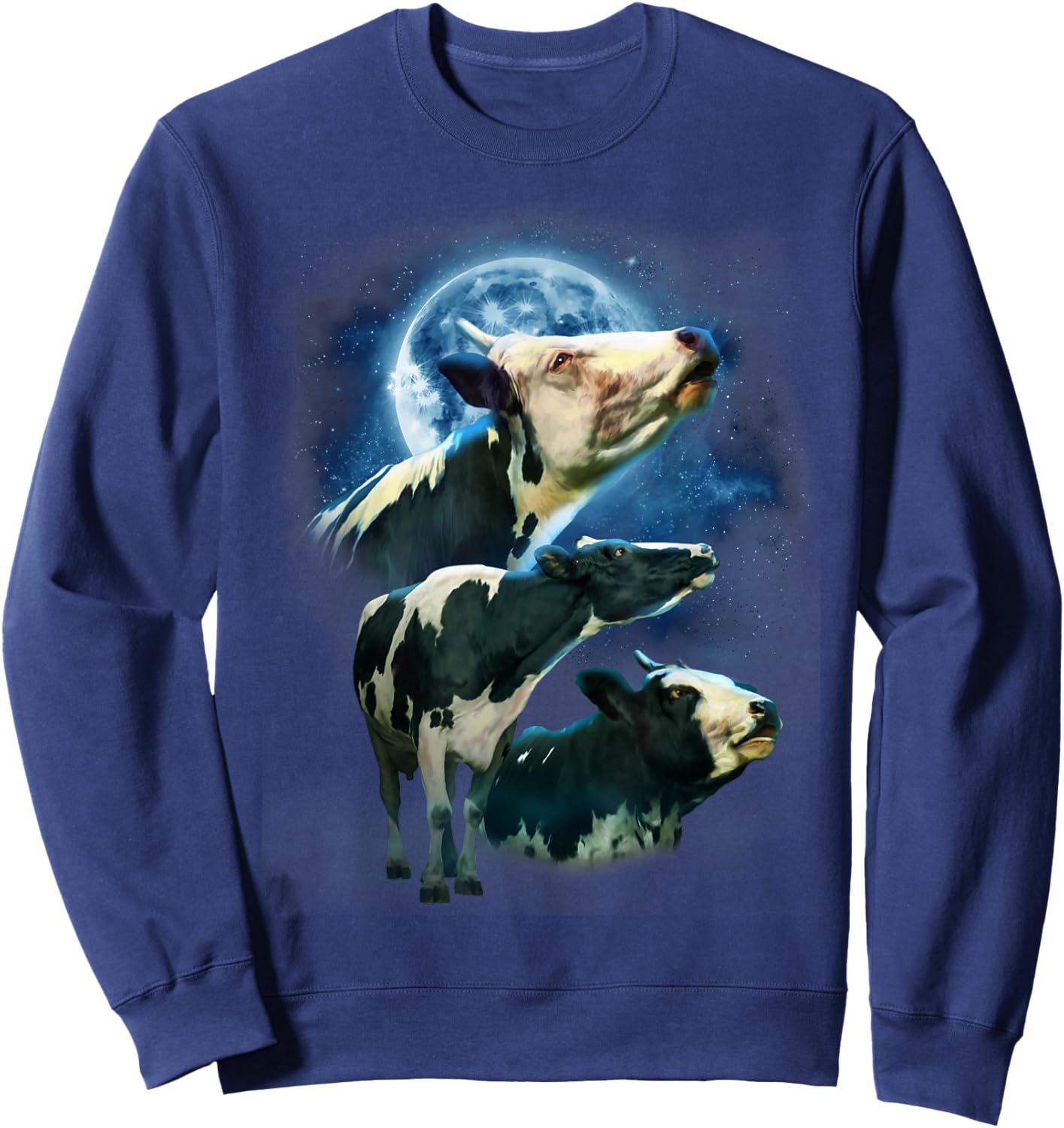 Funny Cow Shirt - Funny Cows Howling at the Moon Sweatshirt - Sweatshirt | Navy
