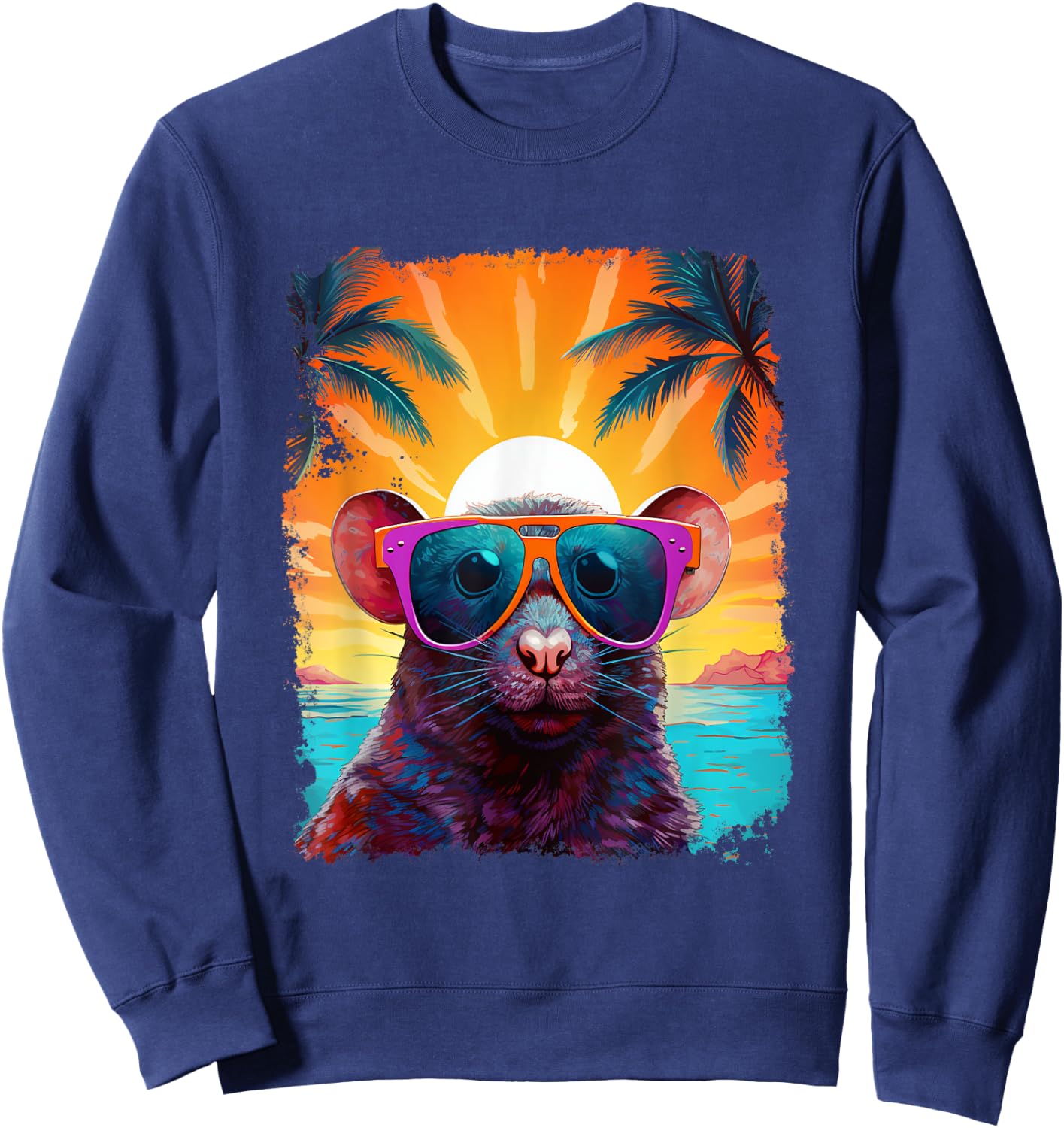 Pop Art Vintage Animal Mouse Hawaiian Sweatshirt - Sweatshirt | Navy