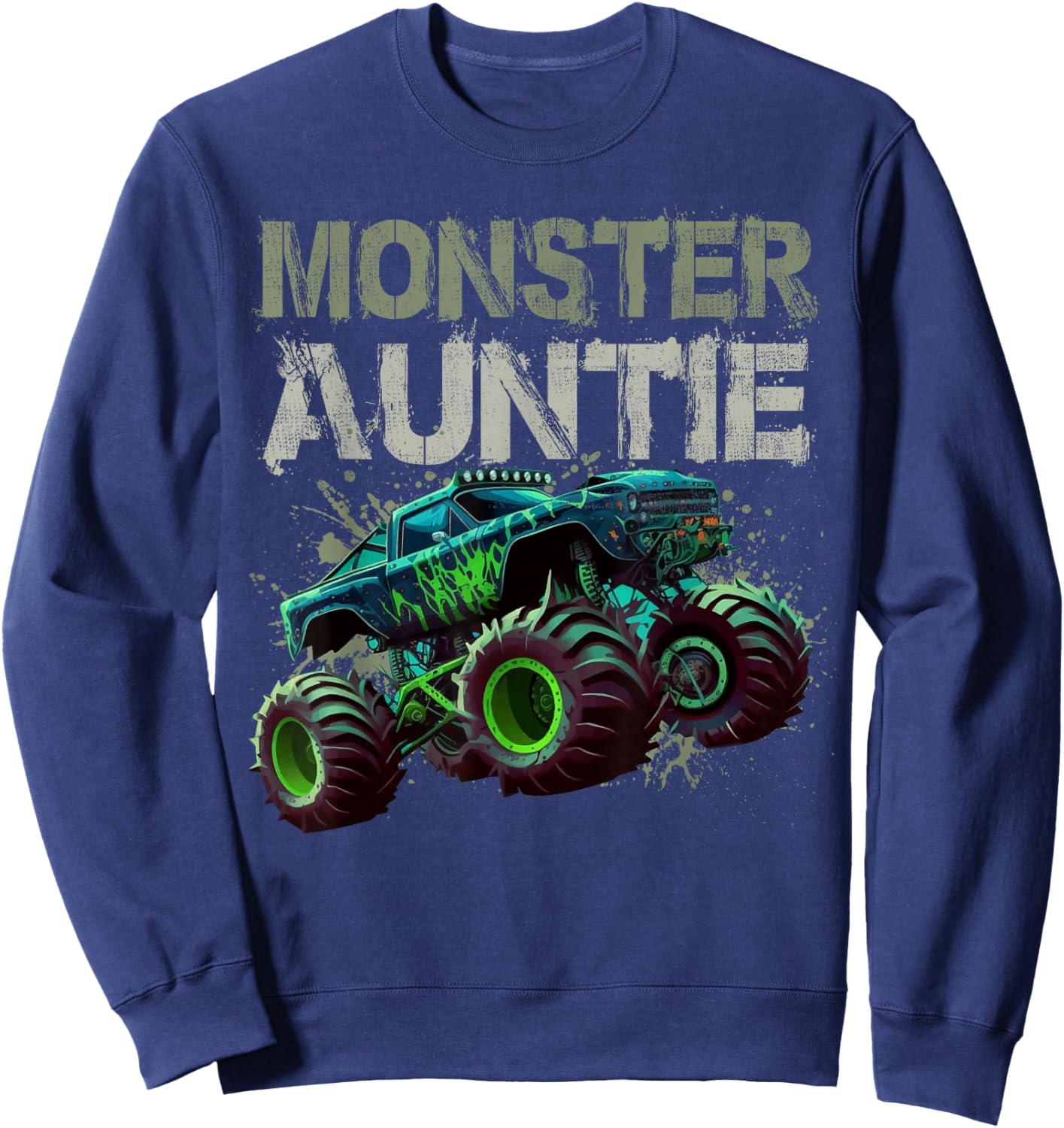 Monster Truck Auntie Family Matching Monster Truck Lovers Sweatshirt - Sweatshirt | Navy