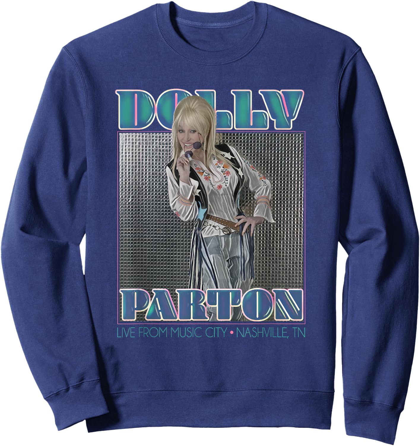 Dolly Parton Disco , Men's Black Short Sleeve Modern Letter Print , Small Sweatshirt - Sweatshirt | Navy