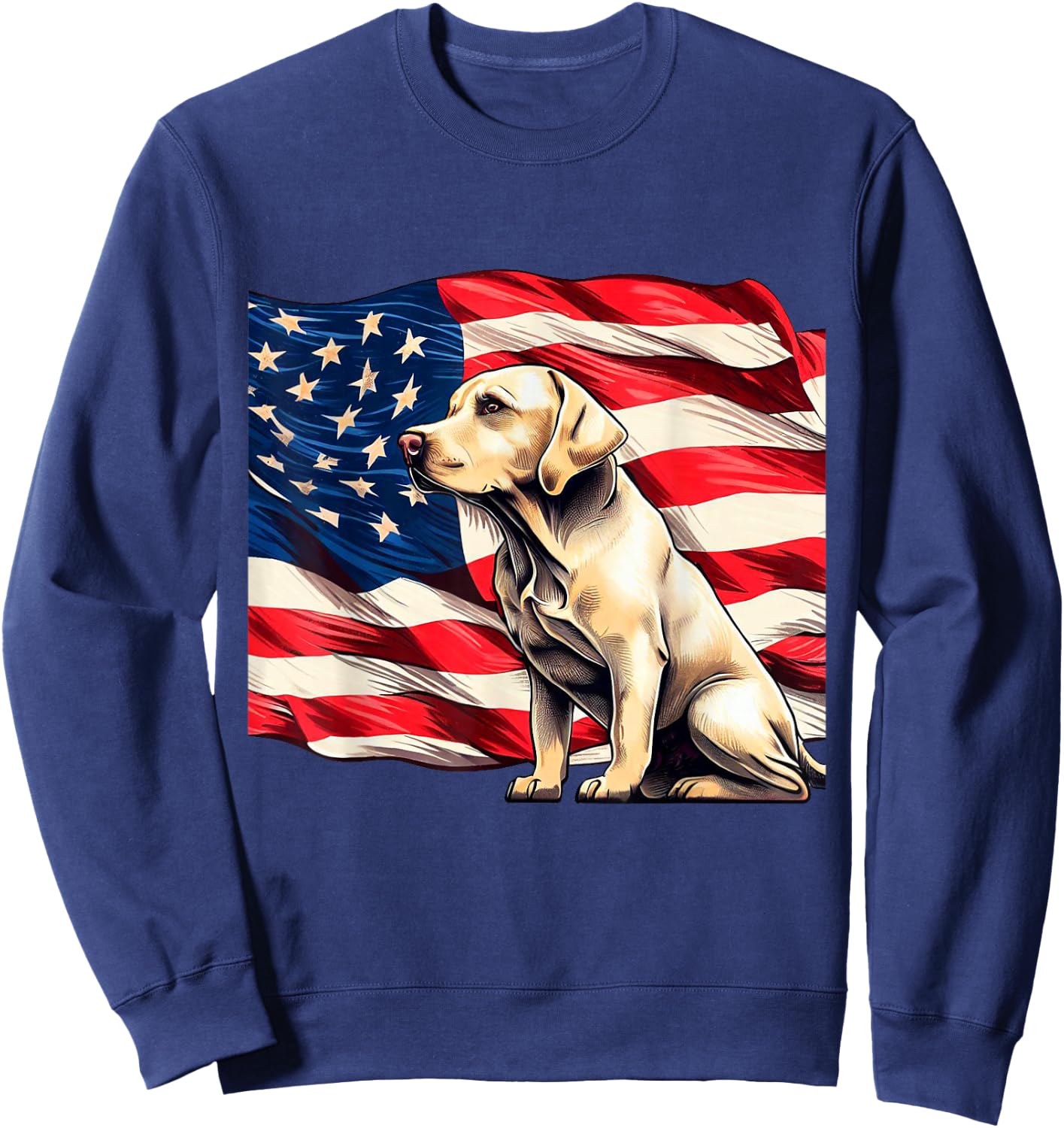 Patriotic Labrador American Flag Sweatshirt - Sweatshirt | Navy