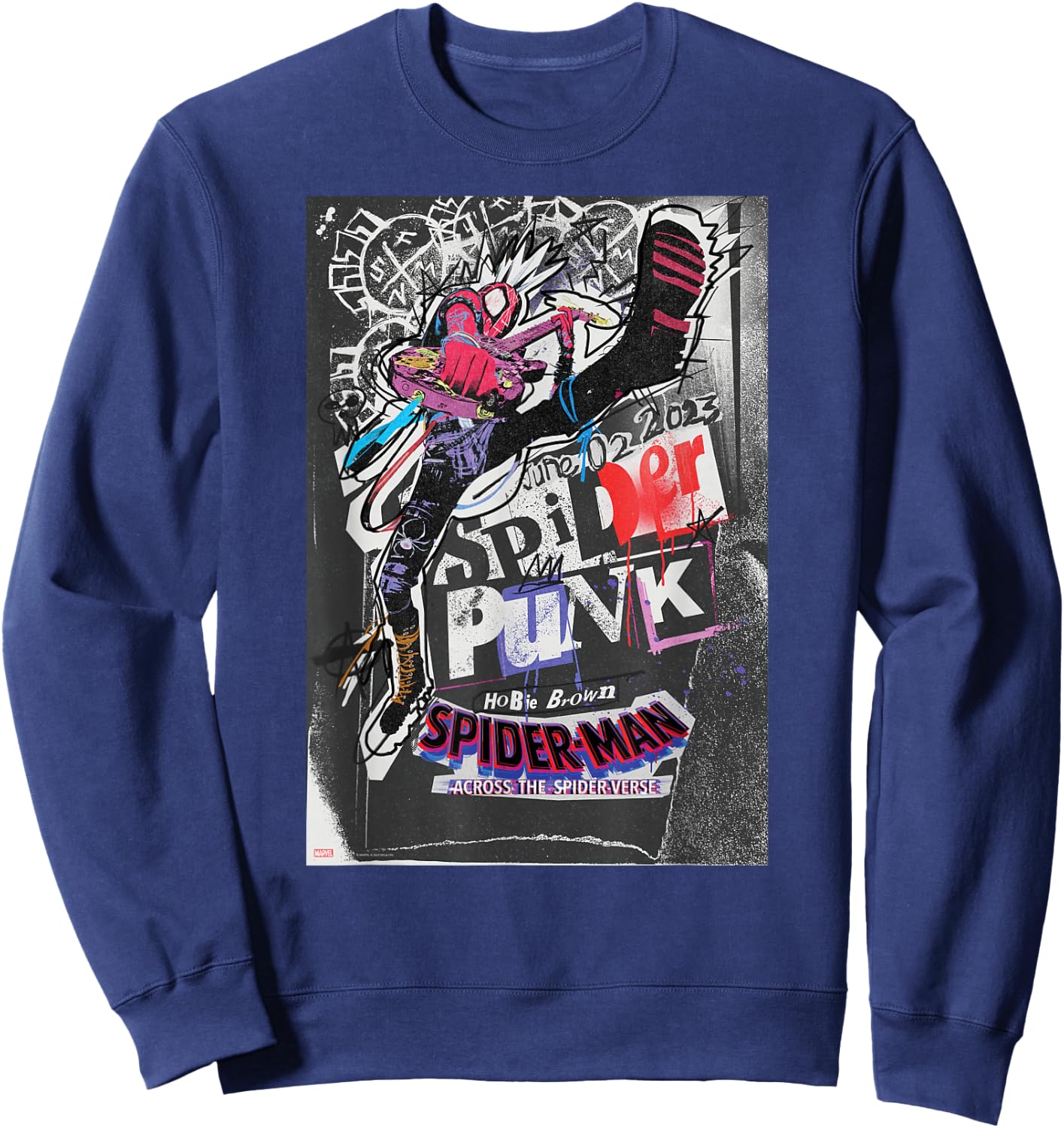 Marvel Spider-Man: Across The Spider-Verse Hobie Poster Sweatshirt - Sweatshirt | Navy