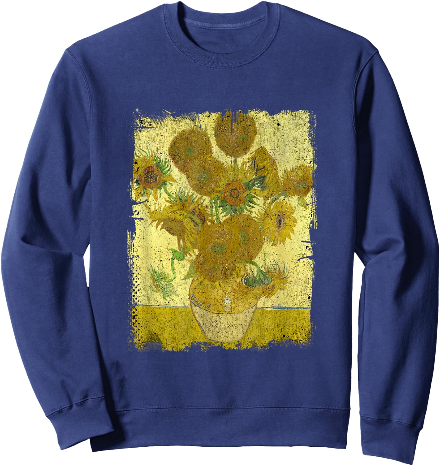Sunflowers by Vincent Van Gogh Famous Painting Sweatshirt - Sweatshirt | Navy