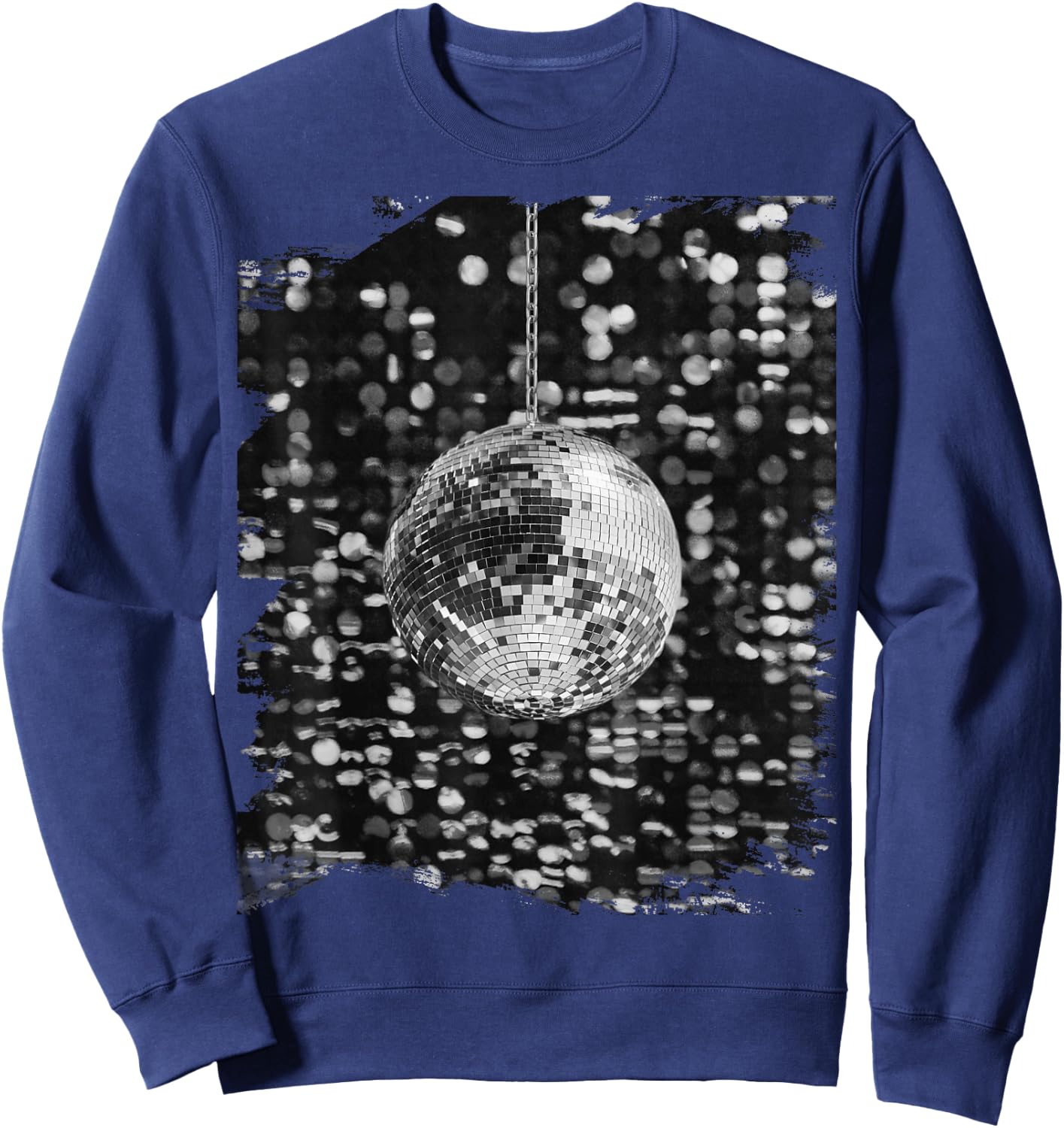 Black and White Disco Ball Club Retro Small Sweatshirt - Sweatshirt | Navy