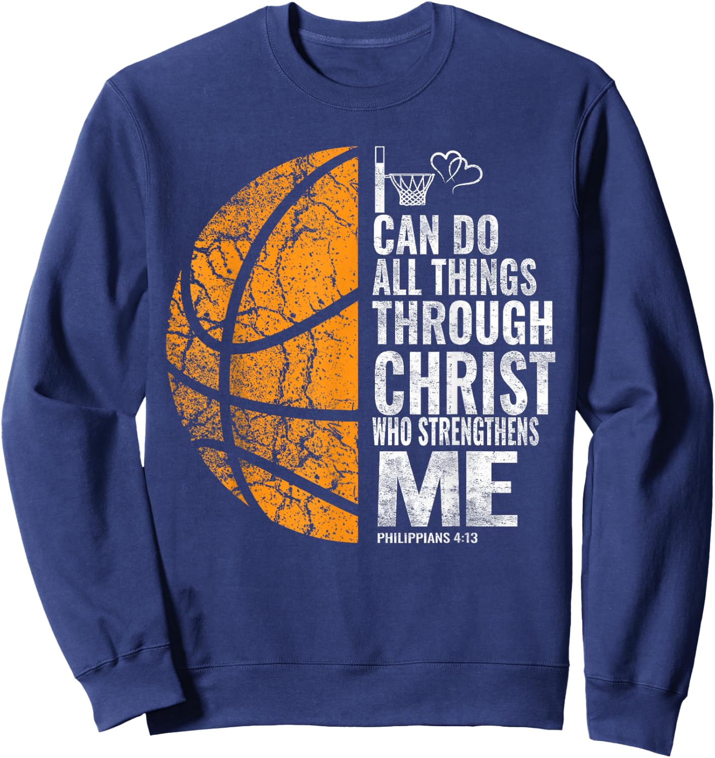 Christian Basketball Men Boys Kids Religious Sweatshirt - Sweatshirt | Navy