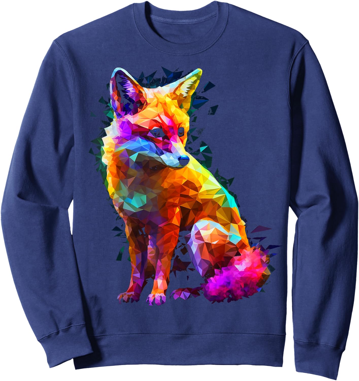 Fox Polygon Colourful Animal Lovers Art Animal Fox Sweatshirt - Sweatshirt | Navy