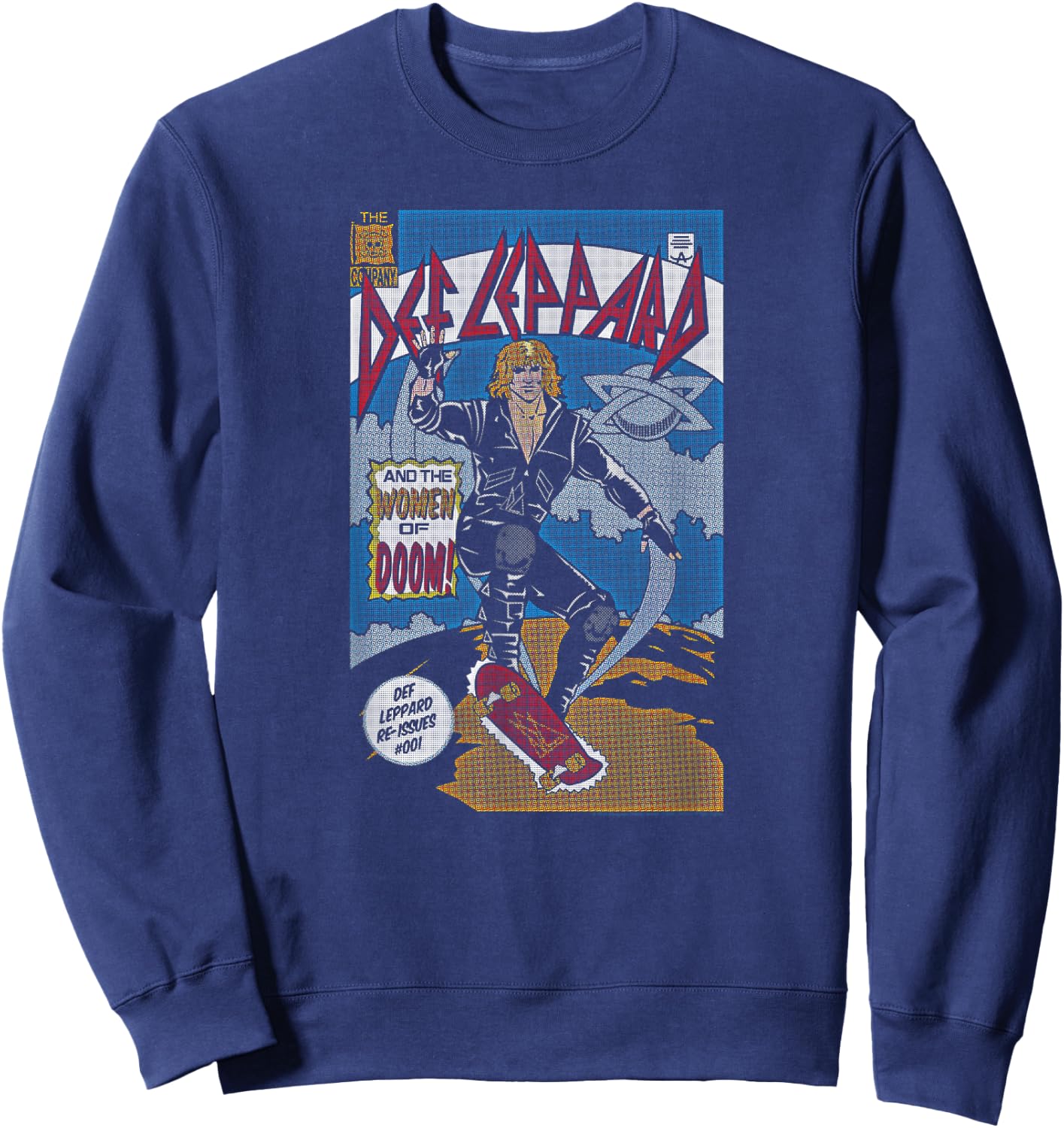 Def Leppard -Adults Black Comic Sweatshirt - Sweatshirt | Navy