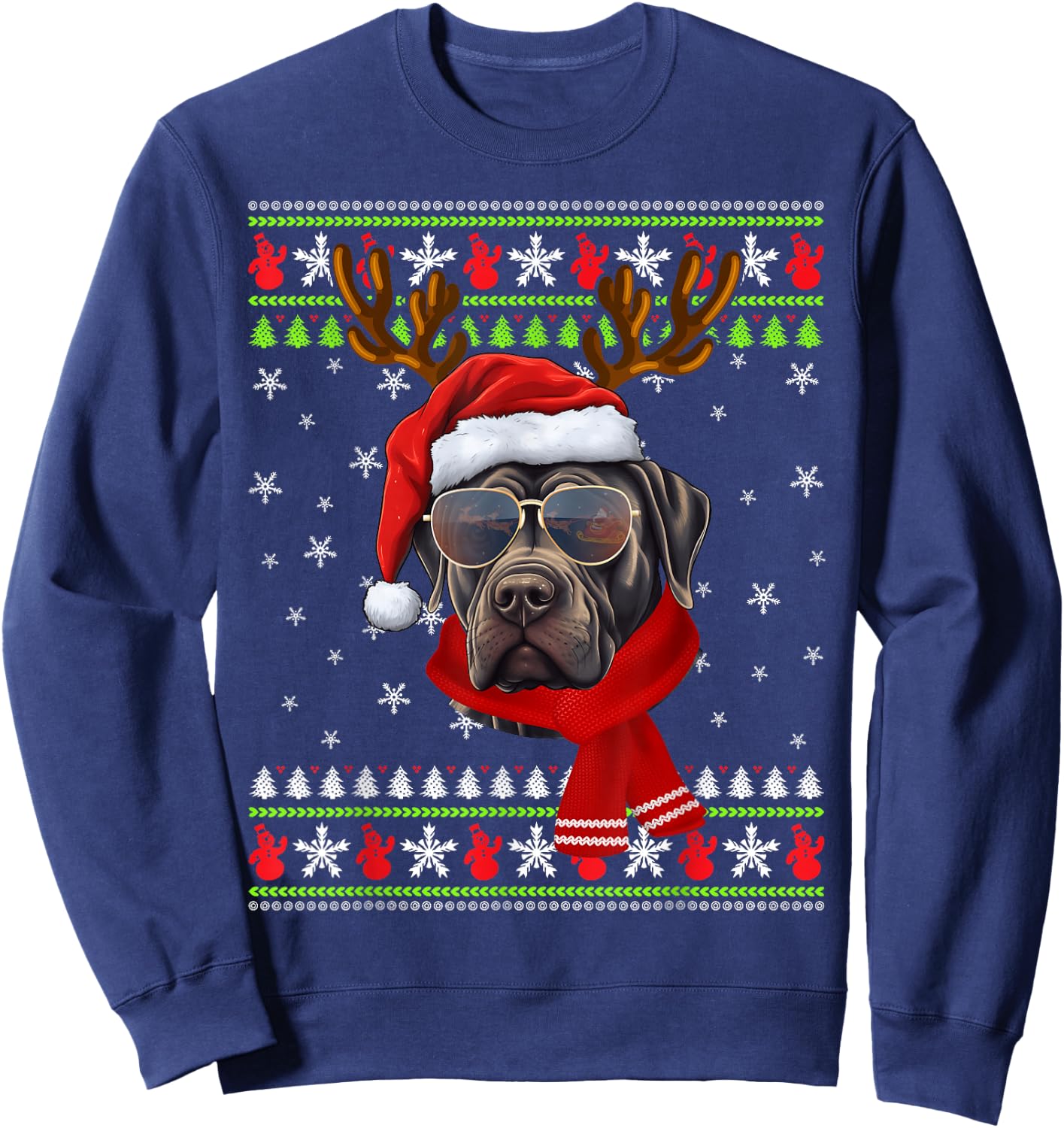 Cane Corso Christmas Funny Xmas Ugly Sweater Pajama Sweatshirt - Sweatshirt | Navy