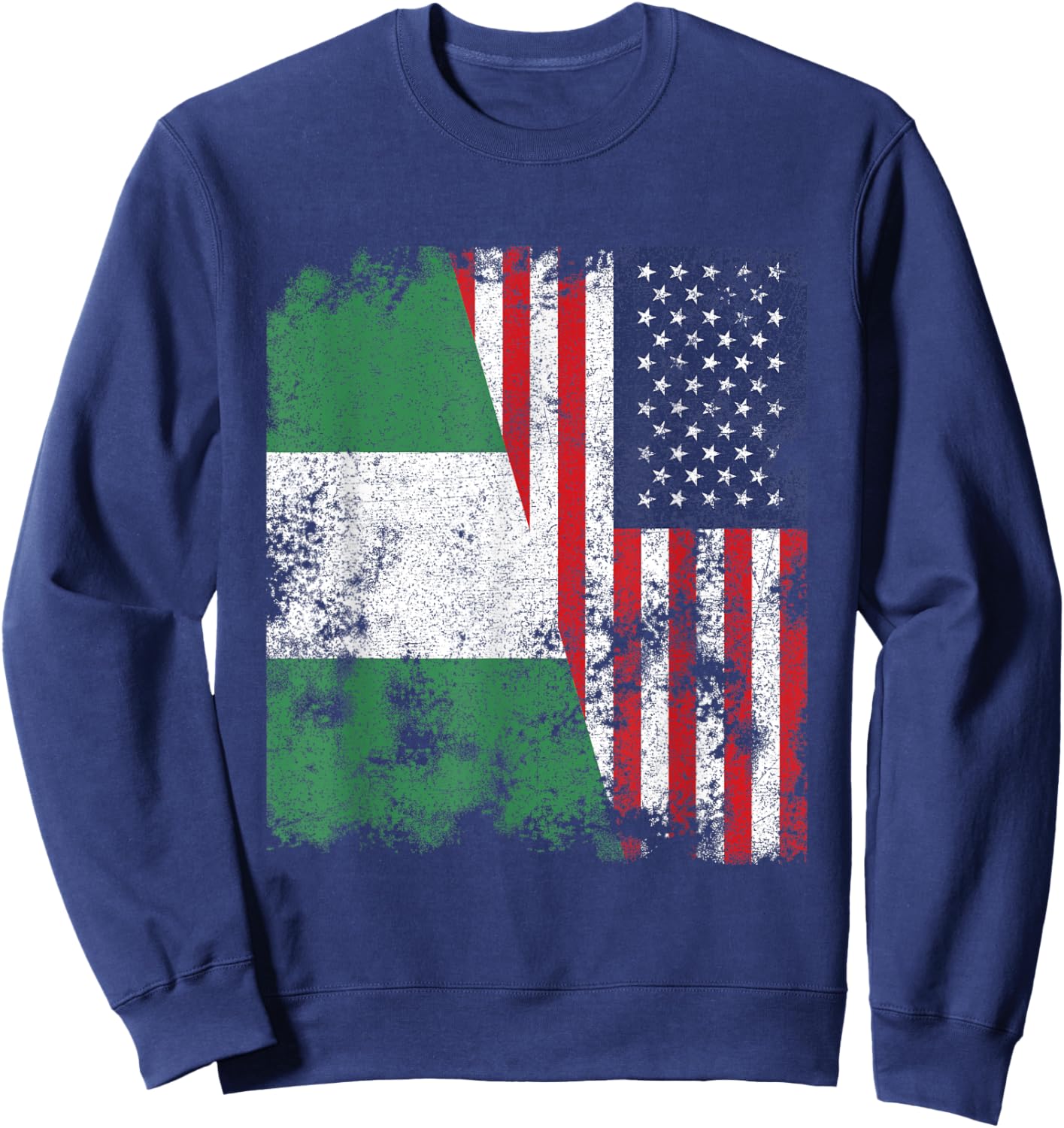 Nigeria USA Flag Distressed - Half American Women Kids Men Sweatshirt - Sweatshirt | Navy