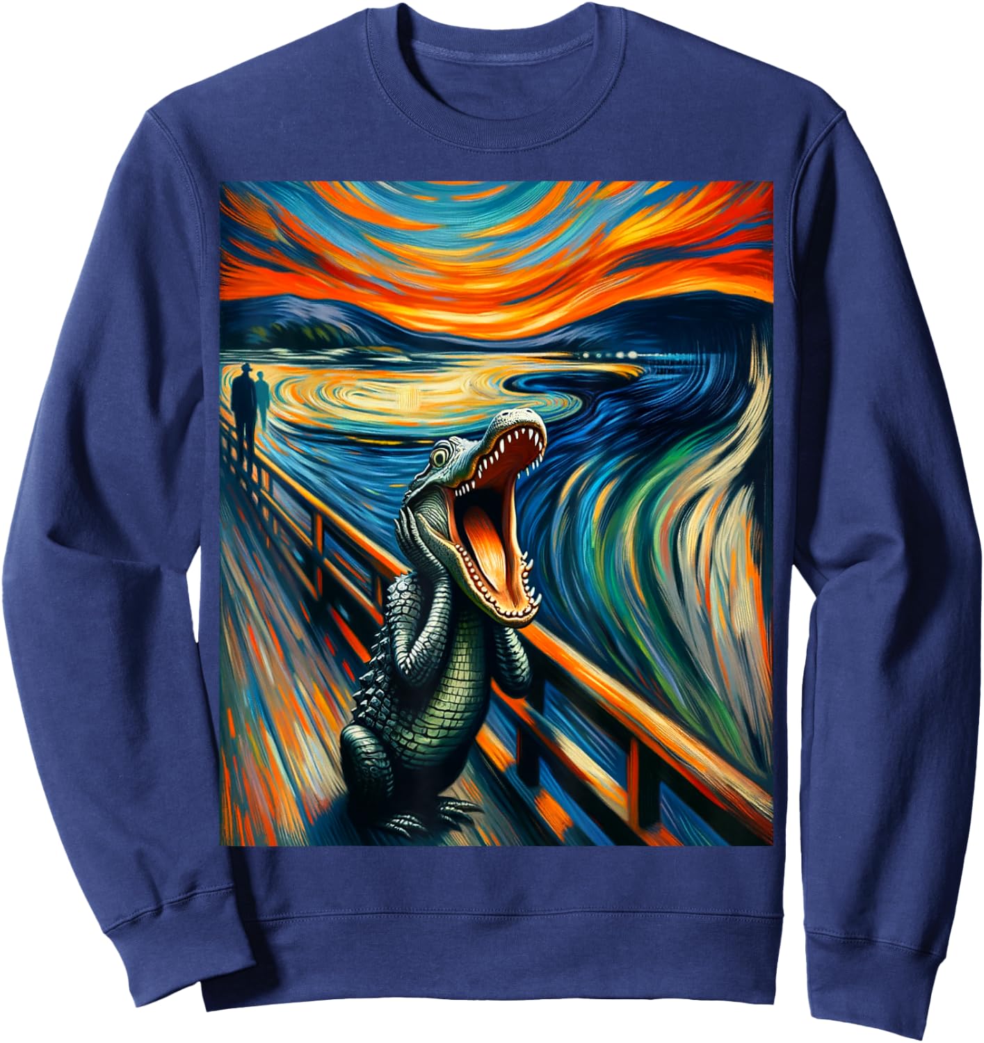 Expressionist Shirt for Alligator Lovers Artistic Alligator Sweatshirt - Sweatshirt | Navy
