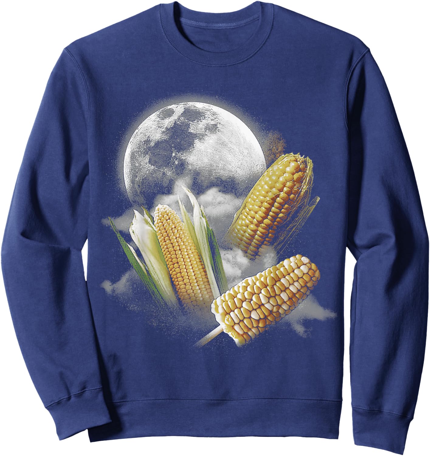 Corn At Moon 3 Wolfs Funny Wolves Parody Sweatshirt - Sweatshirt | Navy