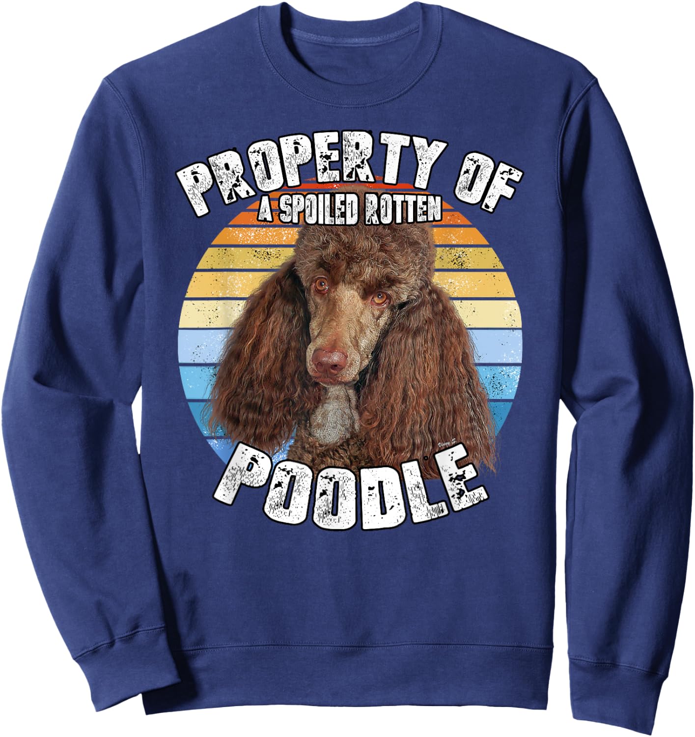 Poodle Brown Retro Property Of Sweatshirt - Sweatshirt | Navy