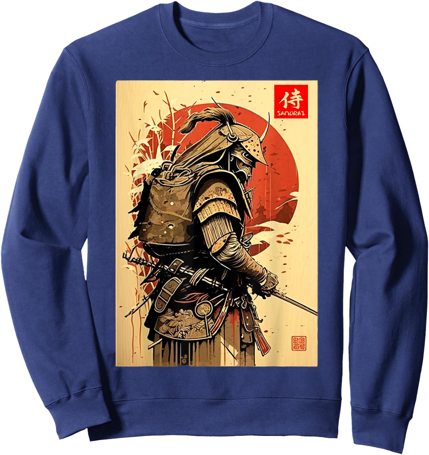 Japanese retro Art Samurai Vintage japanese Bushido Fighter Sweatshirt - Sweatshirt | Navy
