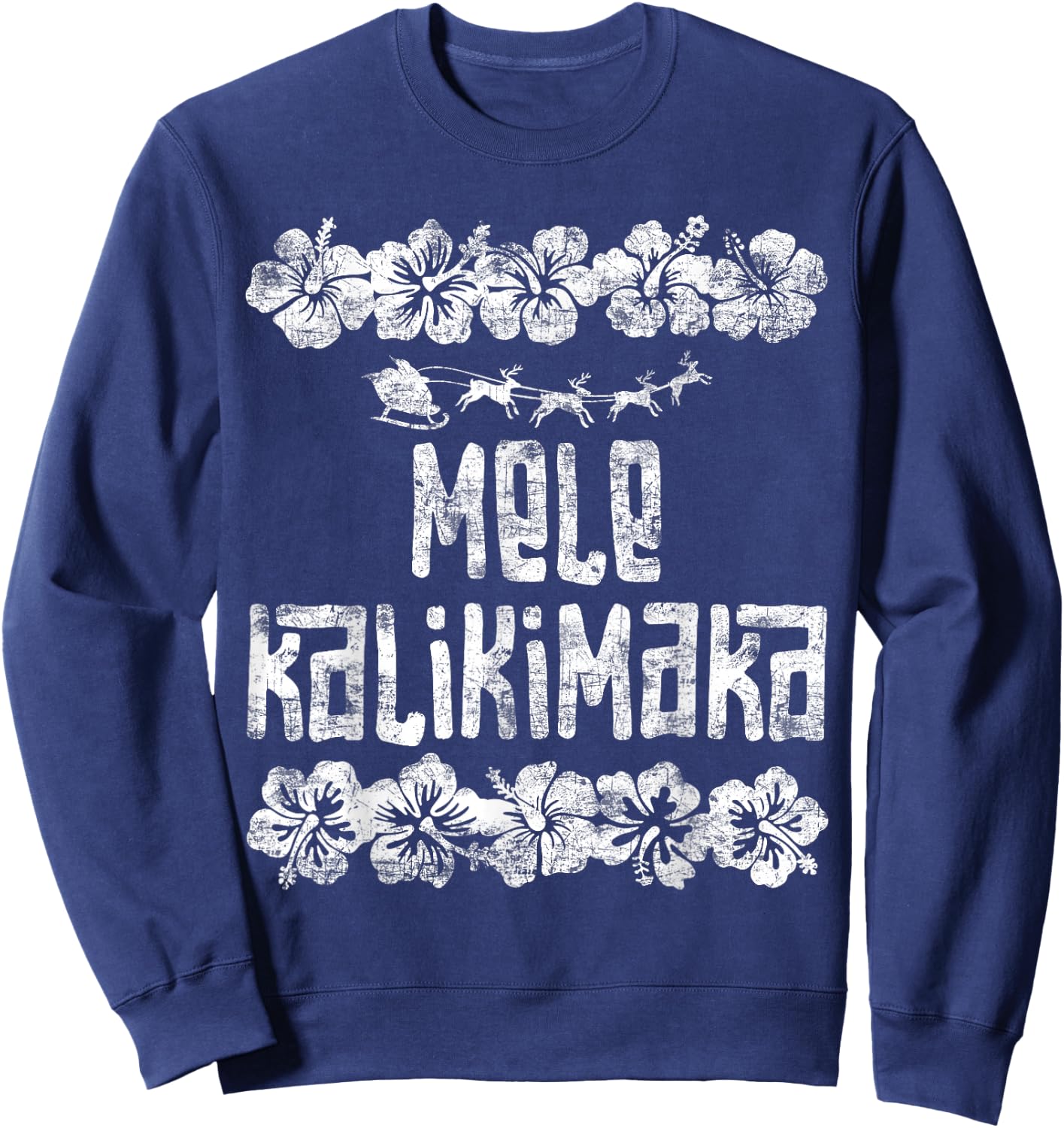 Mele Kalikimaka Hawaii Christmas Santa Beach Women Kids Sweatshirt - Sweatshirt | Navy