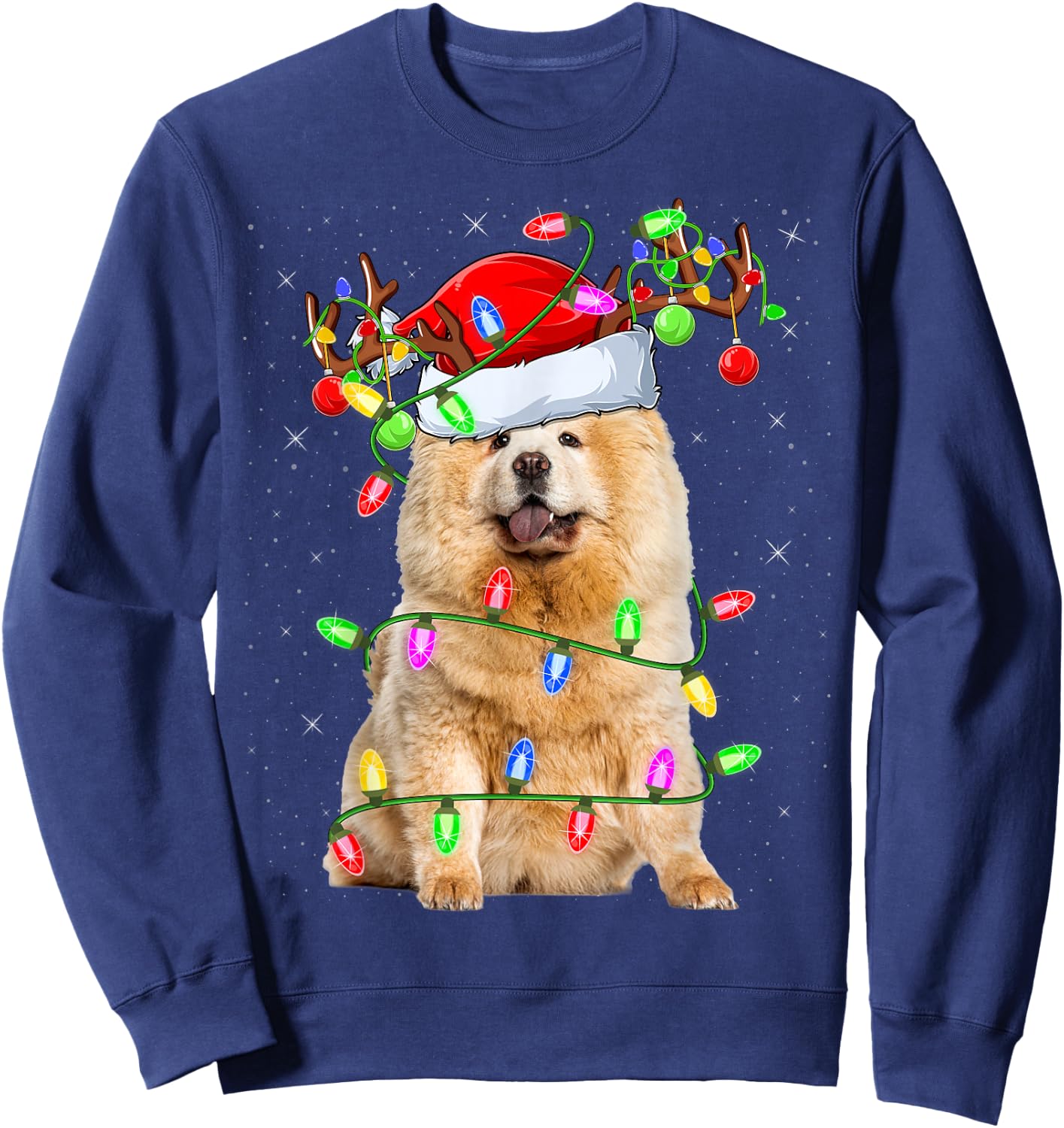 Chow Chow Dog Lover Xmas Lighting Santa Chow Chow Christmas Sweatshirt - Sweatshirt | Navy