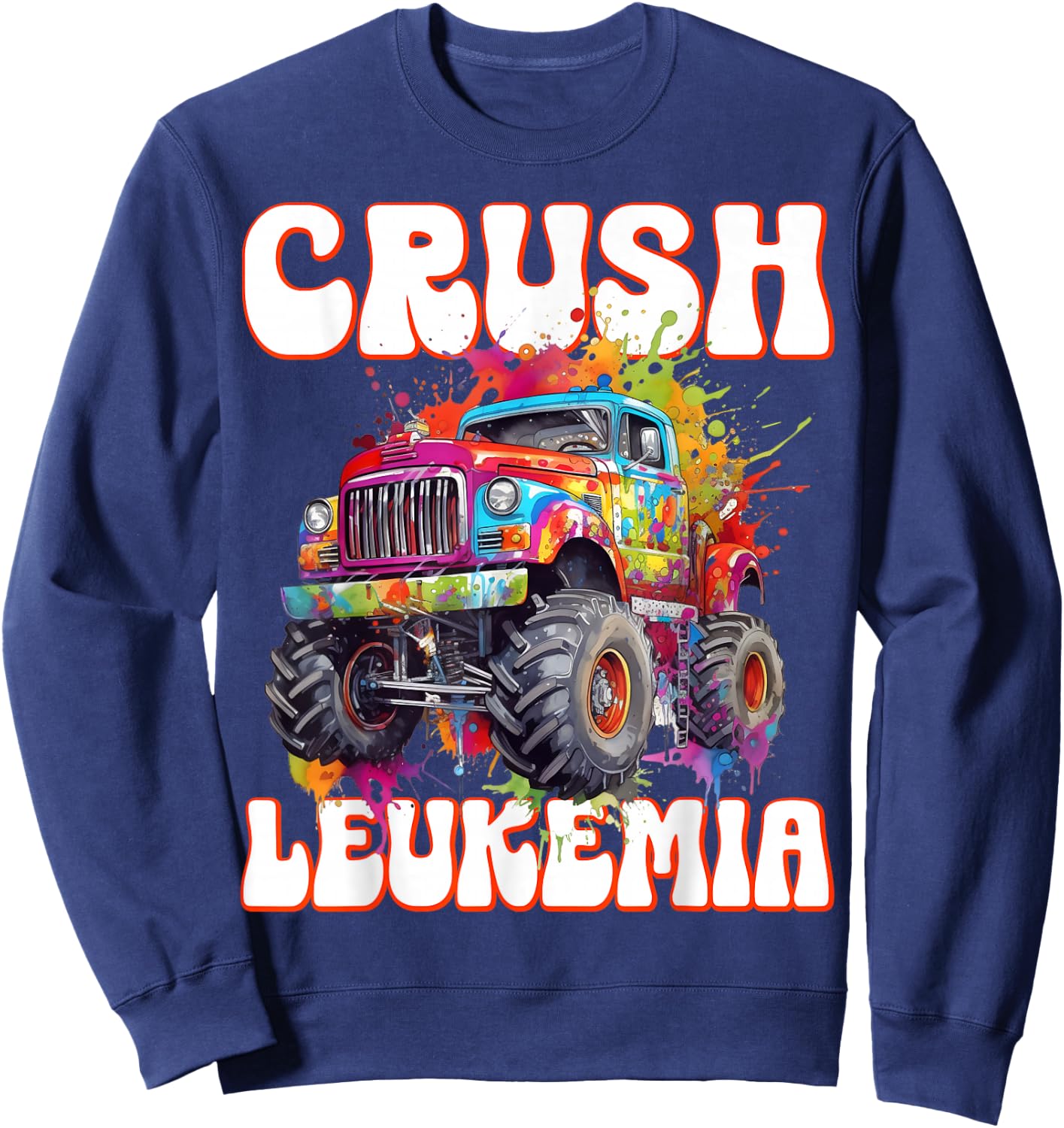 Crush Leukemia Awareness Cure Blood Cancer Fighter Kids Sweatshirt - Sweatshirt | Navy