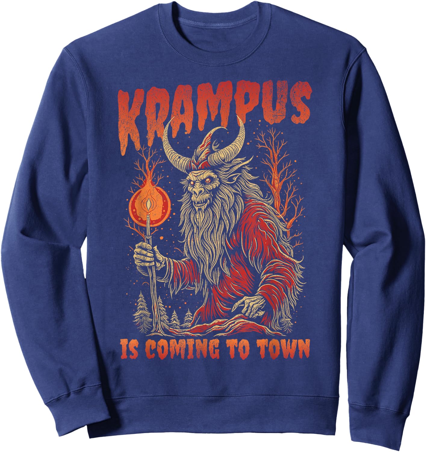 Christmas Krampus Is Coming Hail Santa Funny Xmas Clothing Sweatshirt - Sweatshirt | Navy