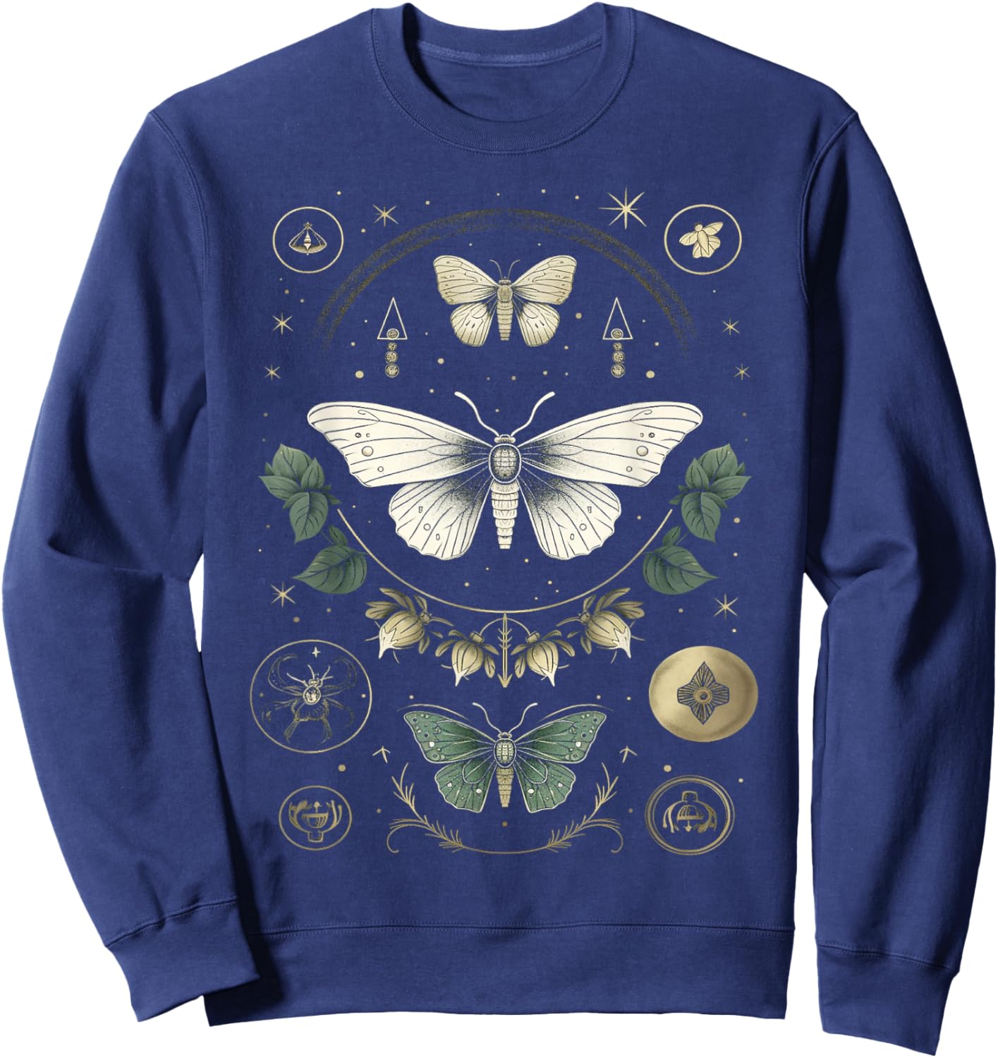 Forest Witch Moth Heterocera Folkloric Wiccan Nature Goth Sweatshirt - Sweatshirt | Navy