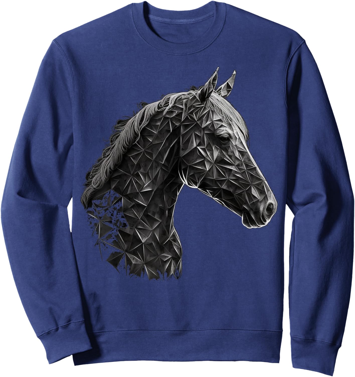 Horse Animal Geometric Polygon Drawing Perd Sweatshirt - Sweatshirt | Navy