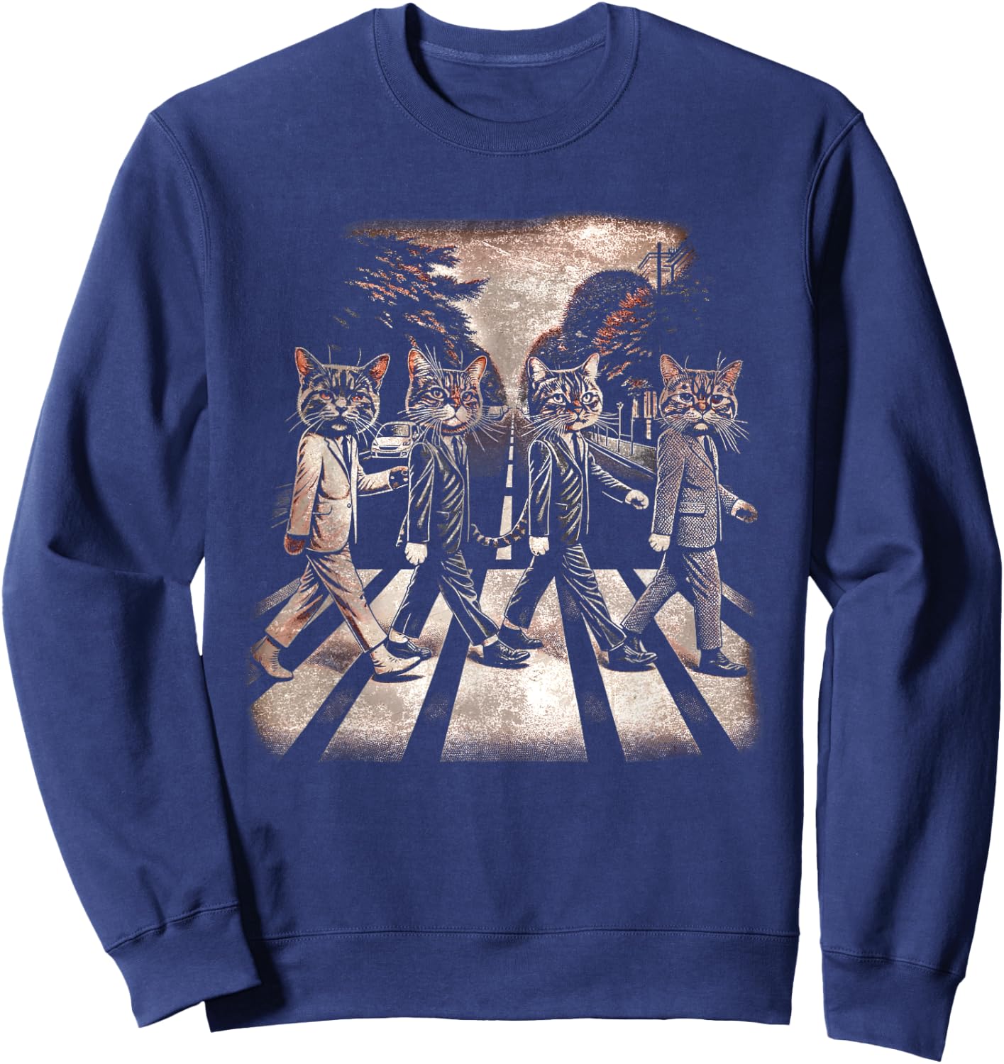 Classic Cats Music Band Vintage Retro Heavy Meowtal Musician Sweatshirt - Sweatshirt | Navy